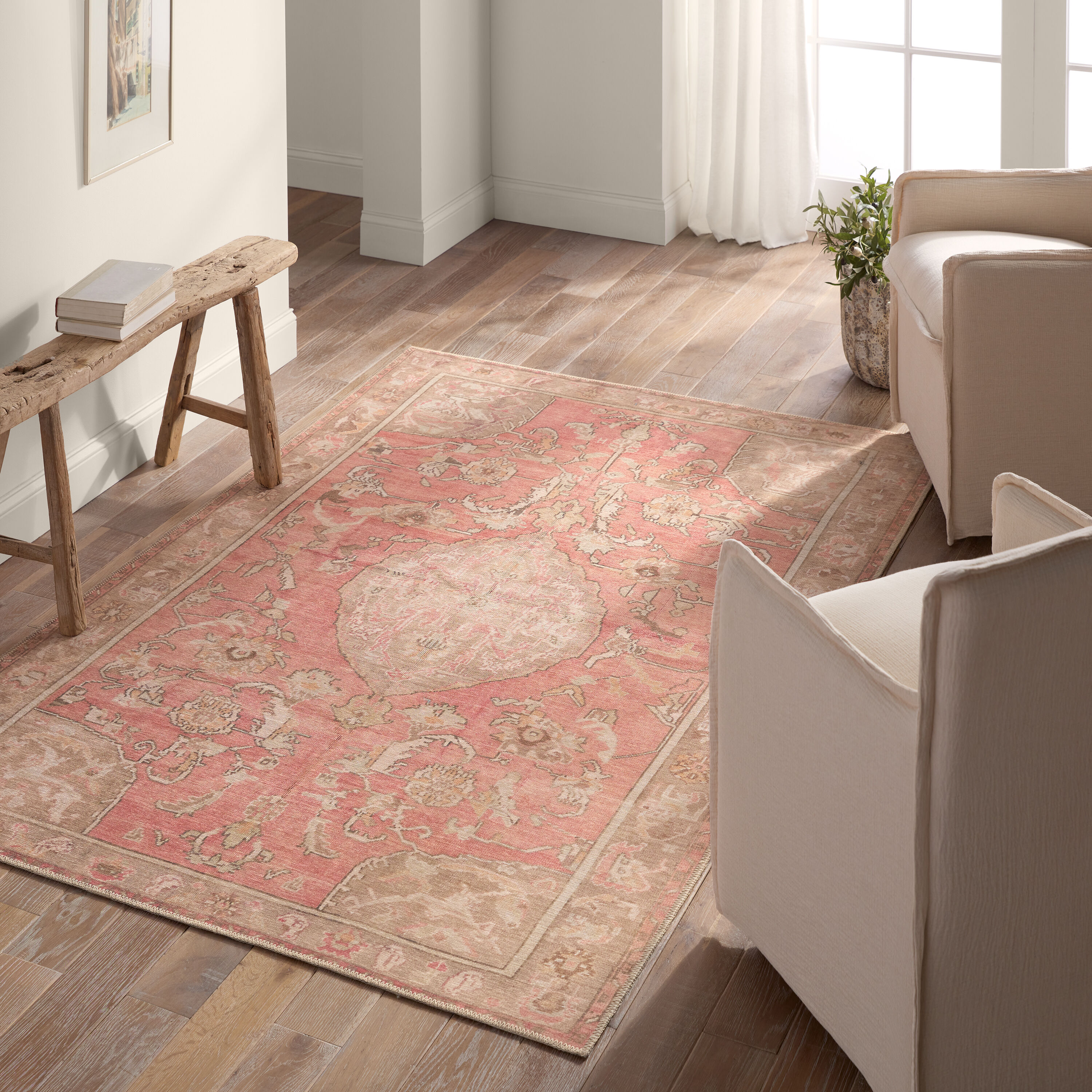 Jaipur Living RUG157885 Garcia 5 x 8 (ft) Loomed Polyester Pink Rectangular Indoor Medallion Vintage Machine washable Area rug