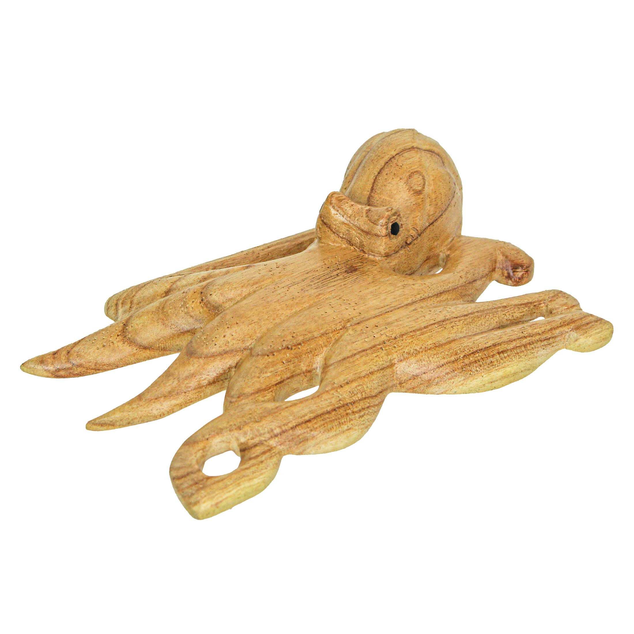 Contrast CON-68518 8 Inch Wood Octopus Hand Carved Nautical Sculpture Sea Life Home Decor Ocean Art