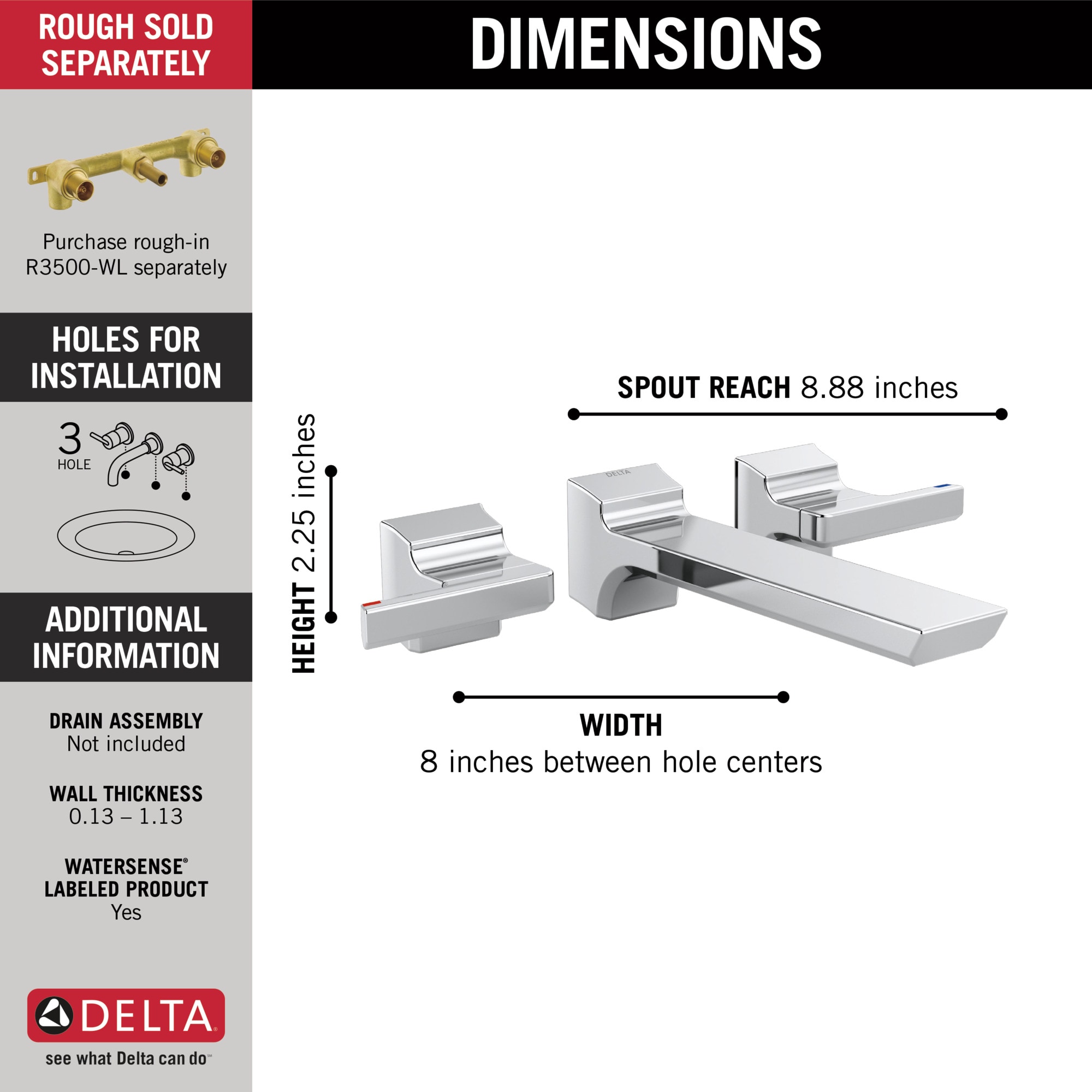 Delta T3599LF-PR-WL Lavatory-Faucets - View #3