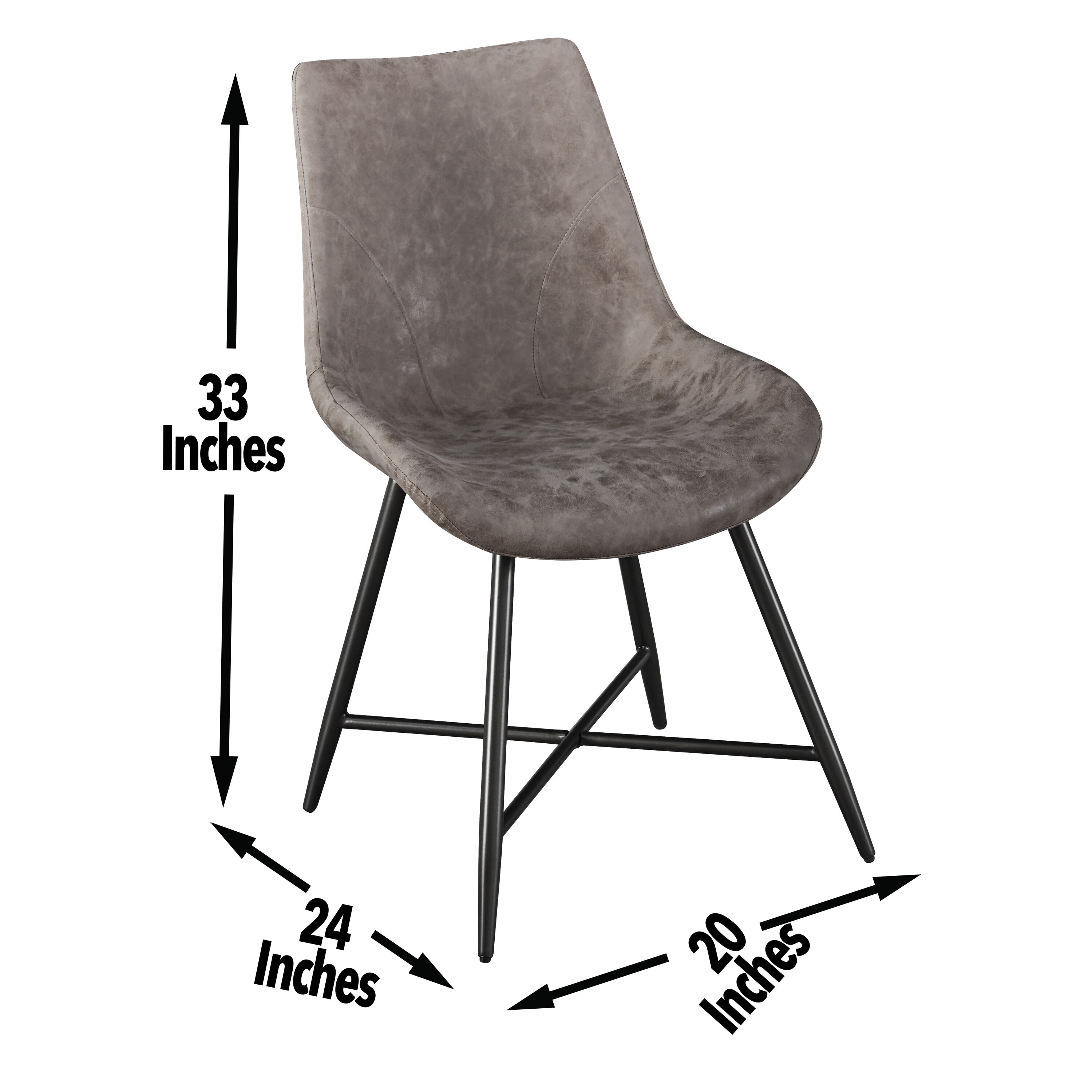 Ramona Brown Faux Leather and Metal Side Chair Set