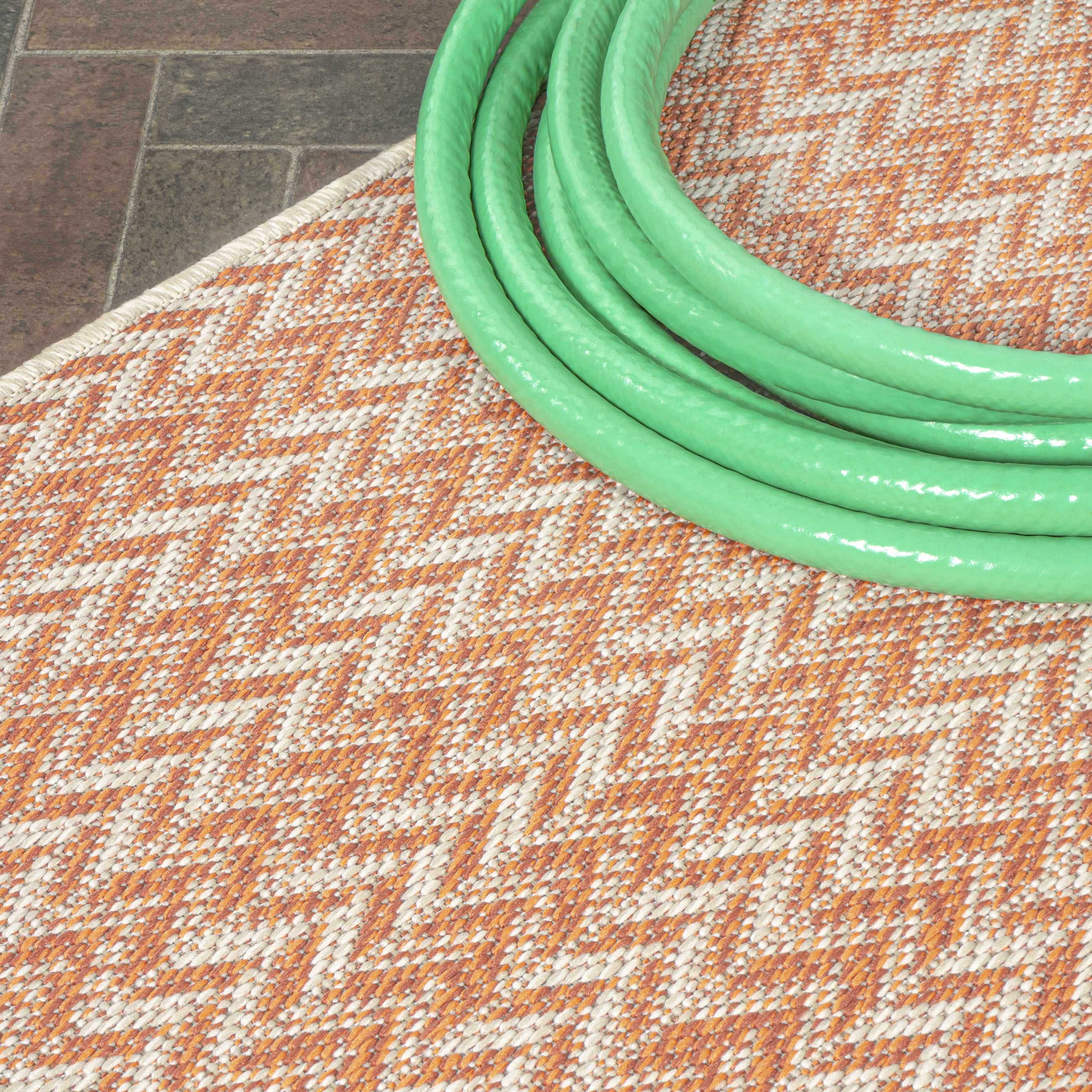 4' X 6' Chevron Modern Concentric Squares Indoor/outdoor Area Rug