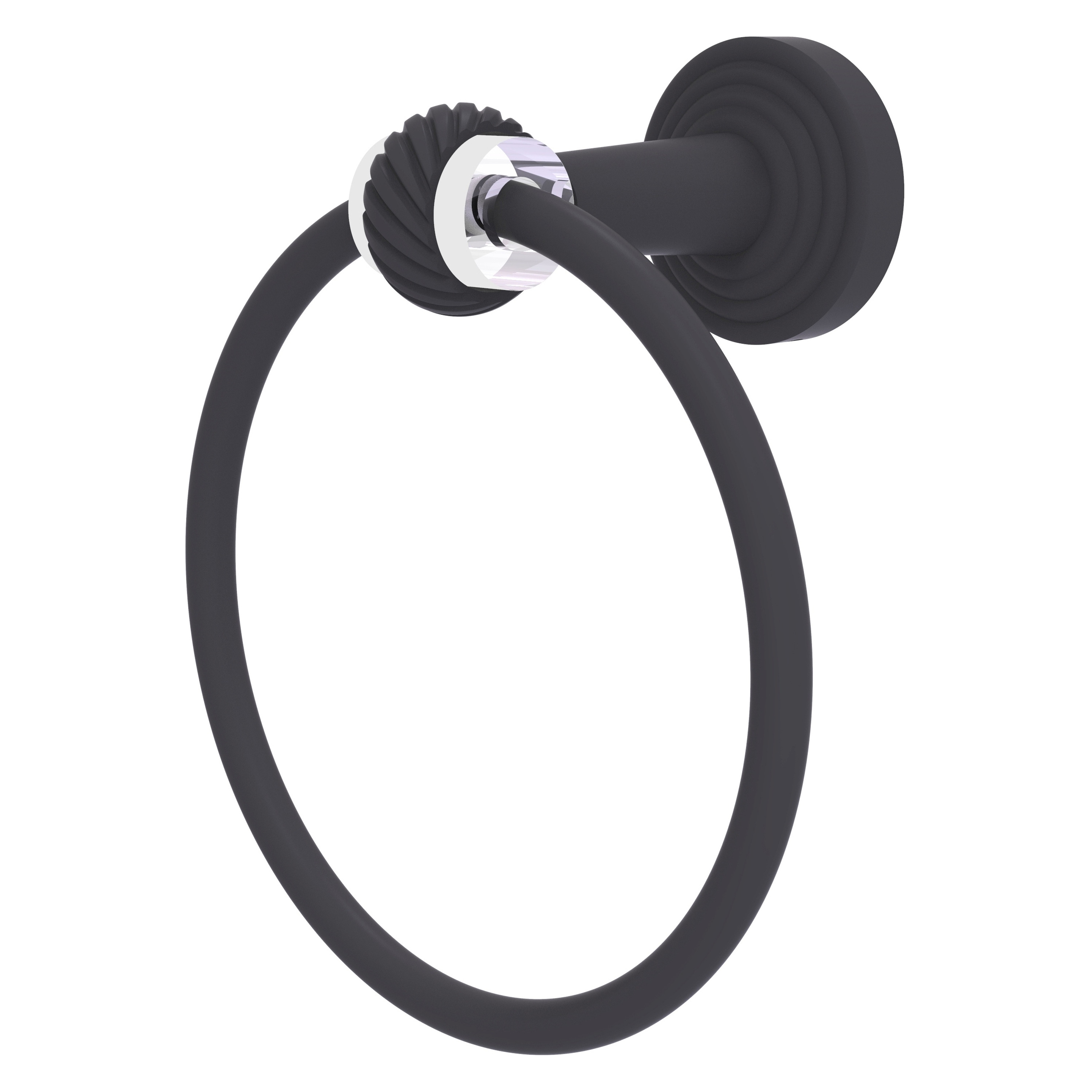 Allied Brass PB-16T-BKM Pacific Beach Matte Black Wall mount Single Towel Ring