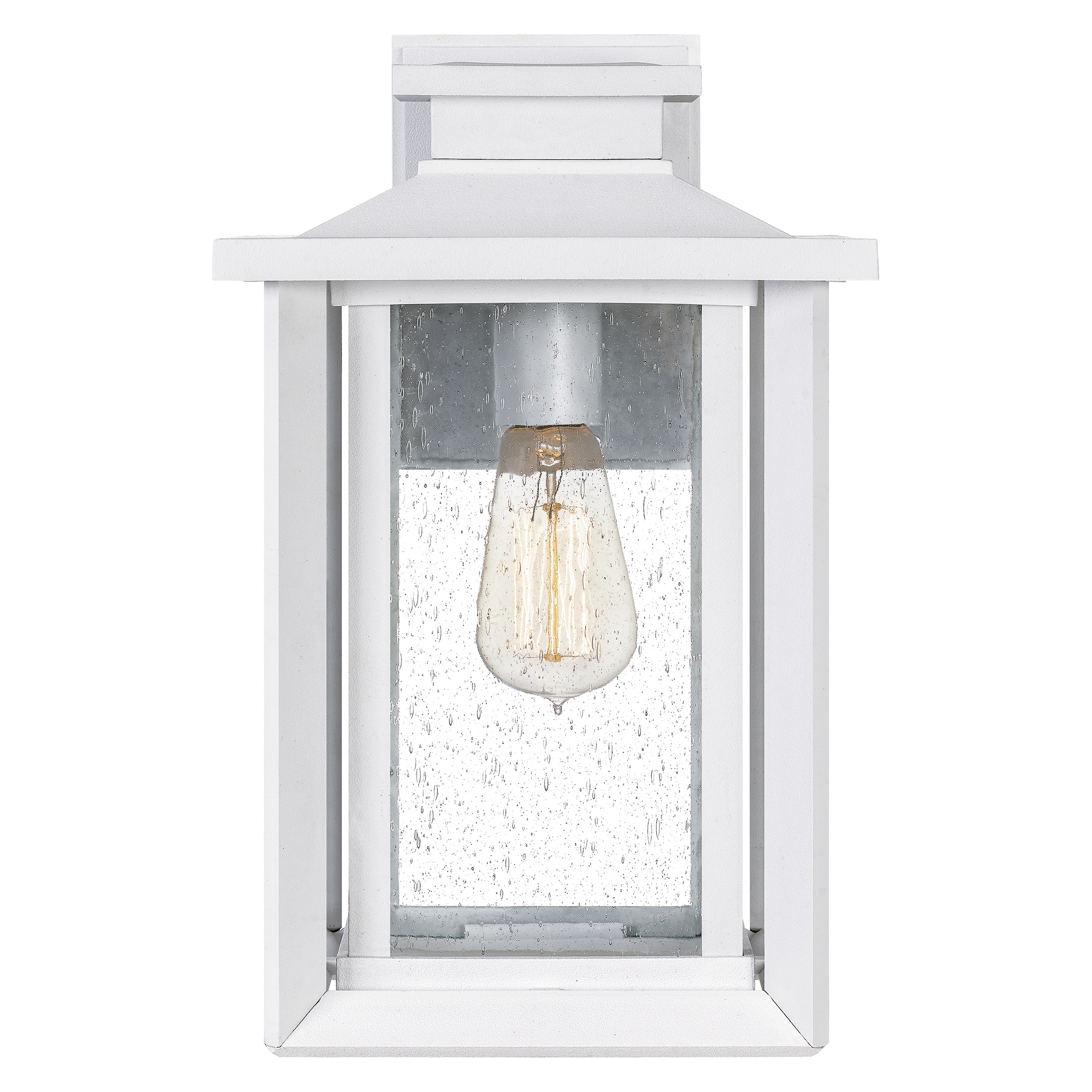 White Coastal Armour Outdoor Wall Lantern with Clear Seedy Glass