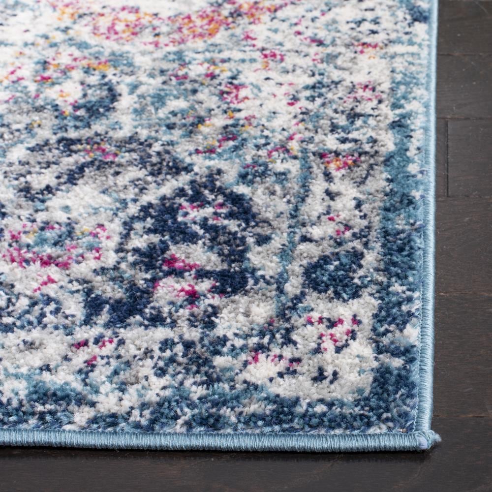 Safavieh Madison Lyton 3 x 5 White/Royal Blue Indoor Distressed/Overdyed  Vintage Throw Rug in the Rugs department at