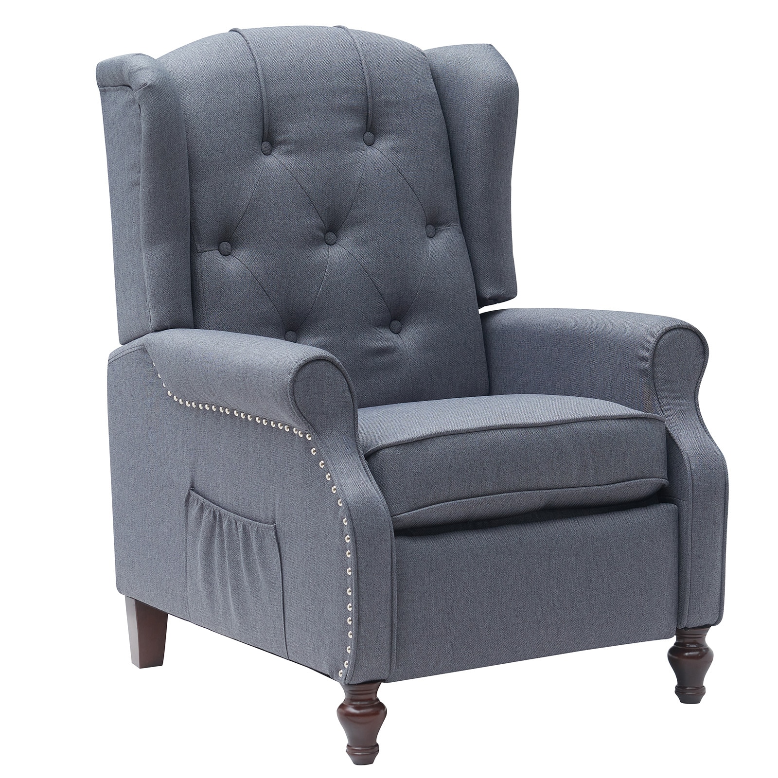 BWE A-9CHAIR-09-DGY Antique Dark Gray Wool Swivel Sleeper Chair