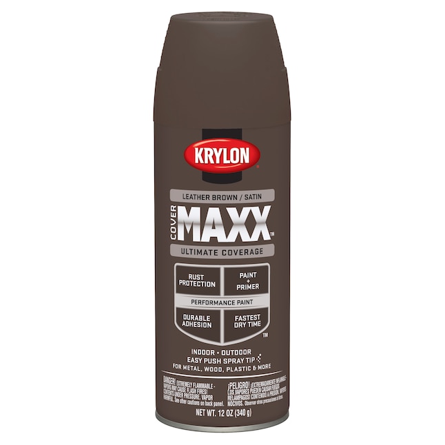 Krylon Satin Leather Brown Spray Paint and Primer In One (NET WT. 12-oz )  at