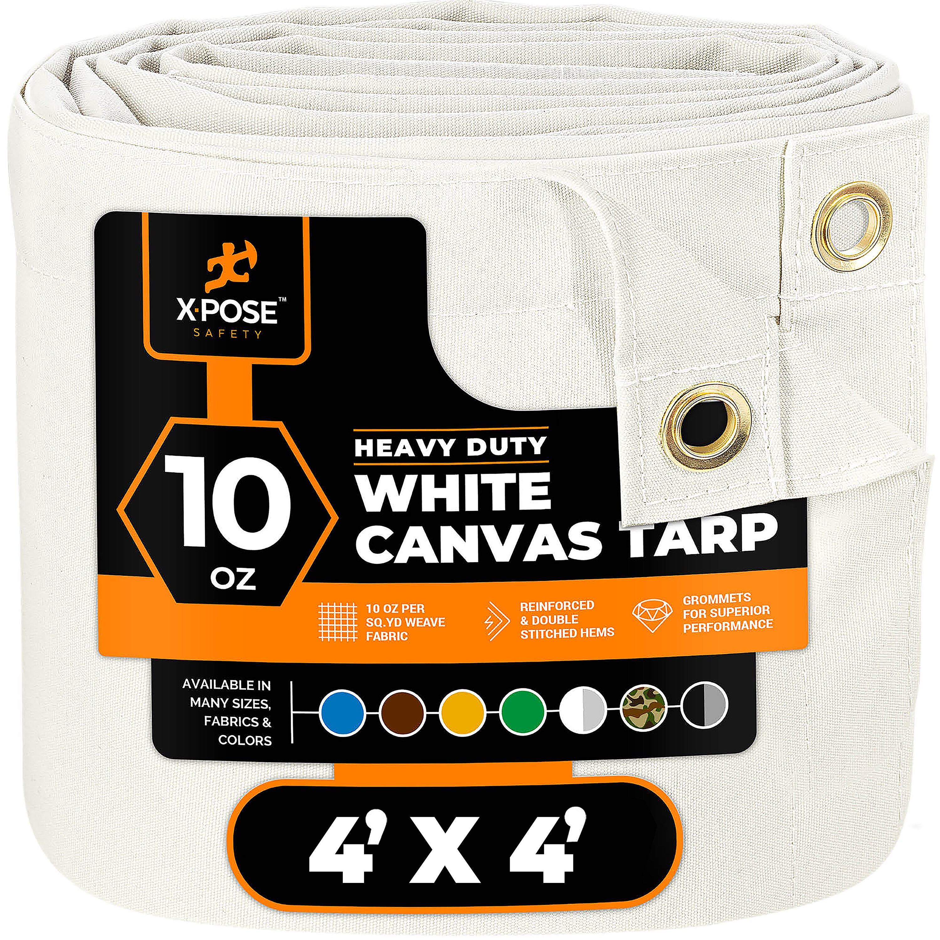 XPOSE SAFETY CTW10-44-X 4-ft x 4-ft White Water resistant Commercial Canvas 14-mil Tarp