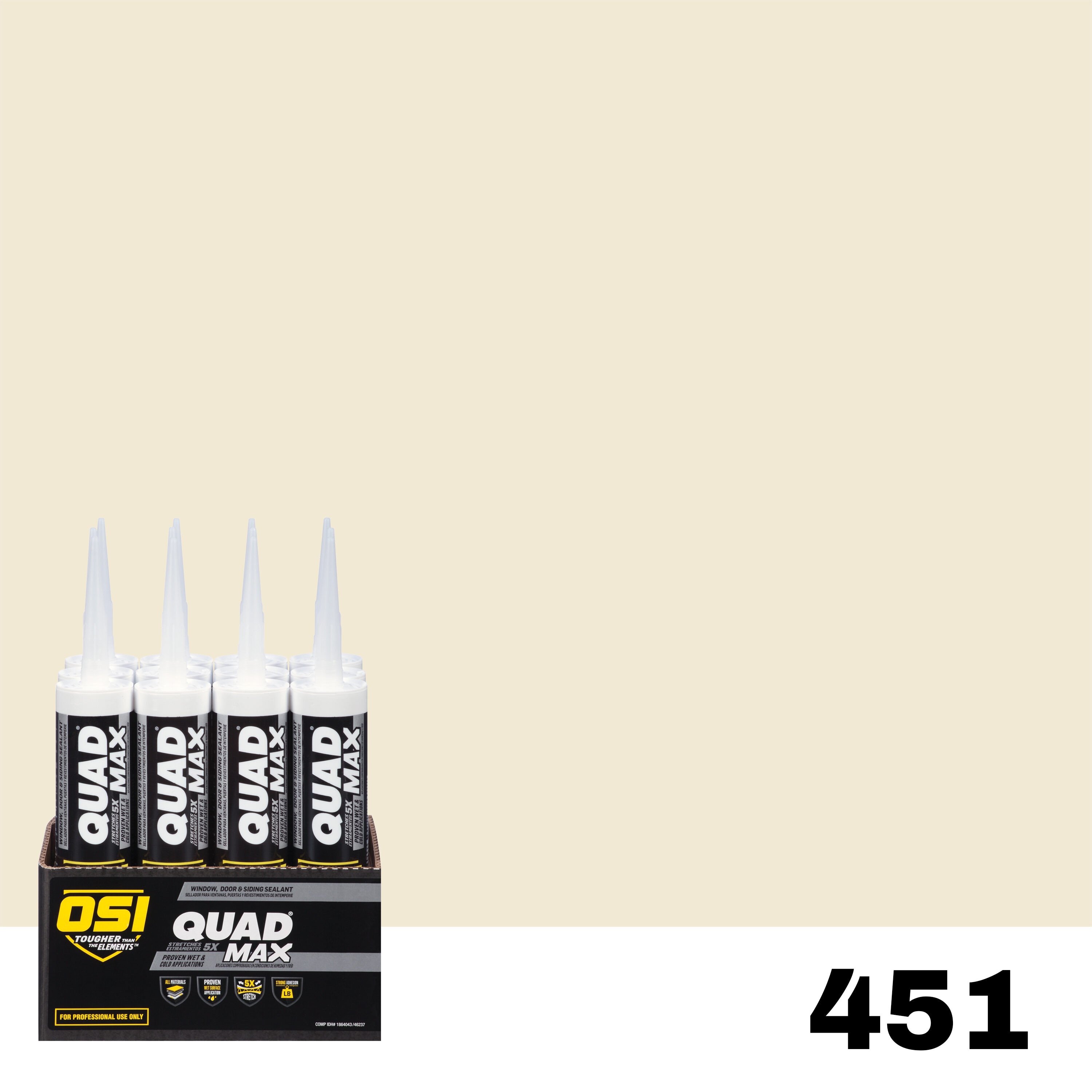 OSI 1869410 Quad Max 12 -Pack 9.5-oz Window door Beige 451 Paintable Advanced Sealant Caulk