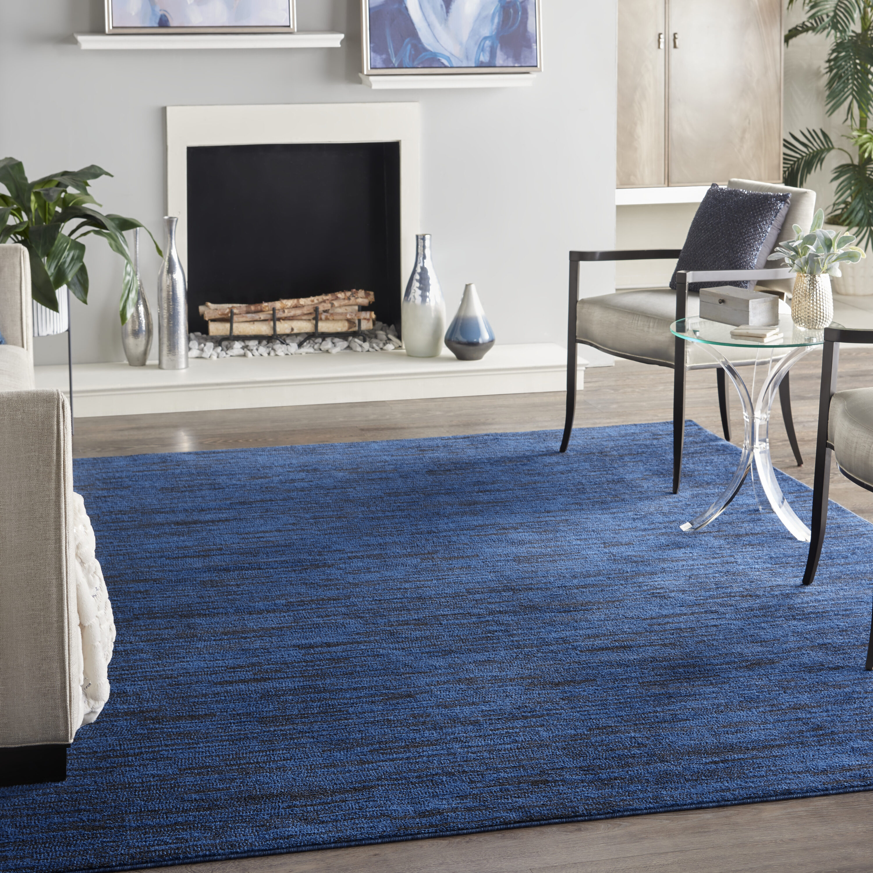 Nourison 99446824226 Essentials 7 x 10 (ft) Loomed Polypropylene Midnight Blue Rectangular Indoor/Outdoor Solid Area rug