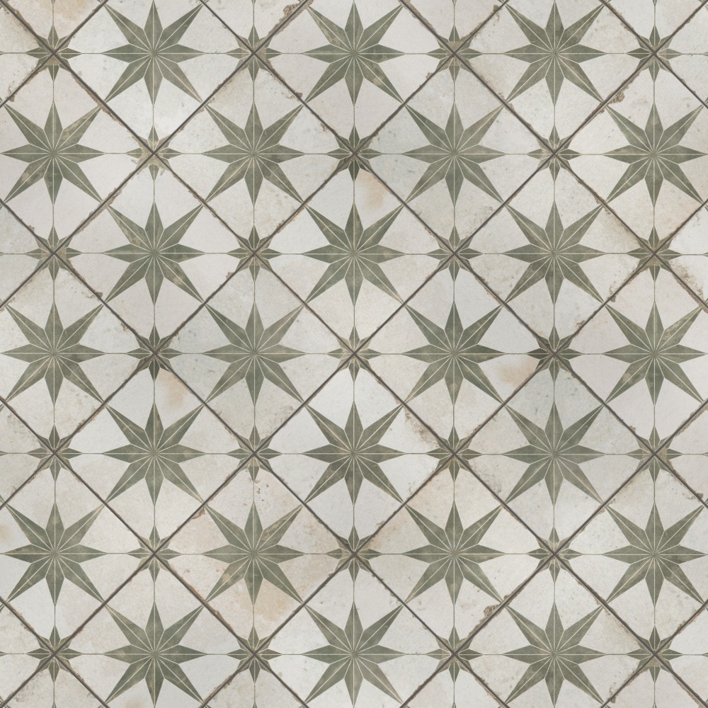 Affinity Tile FPESTRS Kings Star Sage 18-in x 18-in Matte Ceramic Patterned Floor and Wall Tile (10.95-sq. ft/ Carton)