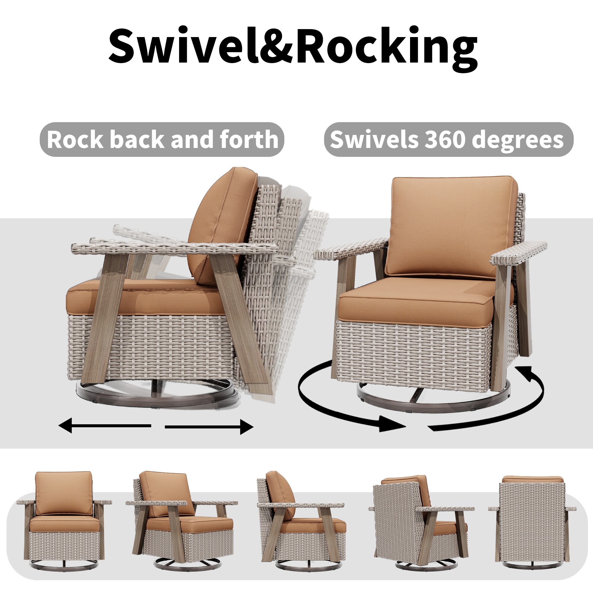 JOYSIDE Ergonomic Structure Patio Chair with Side Table Set in the ...
