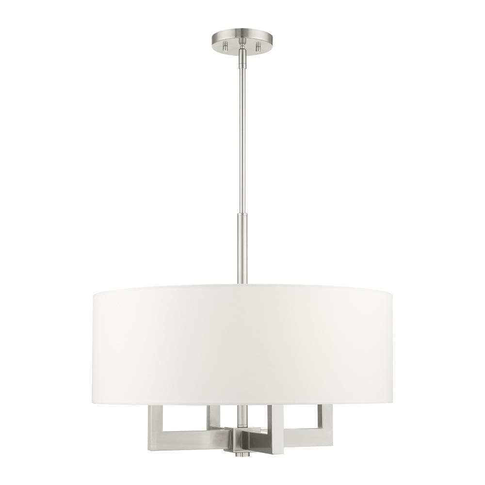 Cresthaven 4-Light Brushed Nickel Chandelier with Off-White Fabric Shade