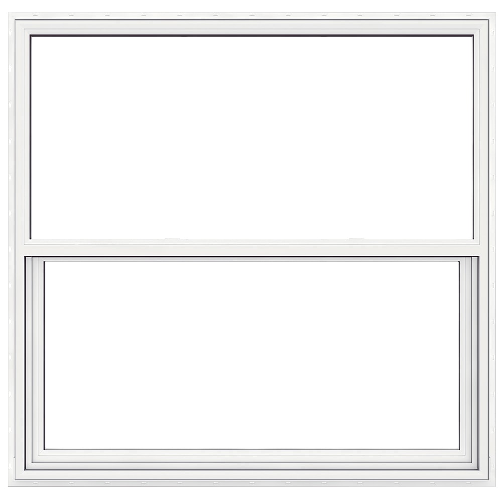 JELD-WEN JW233400013 Premium Atlantic Vinyl White Exterior Vinyl New construction Single Hung Window Low-E Double Pane Glass (Full Screen Included)