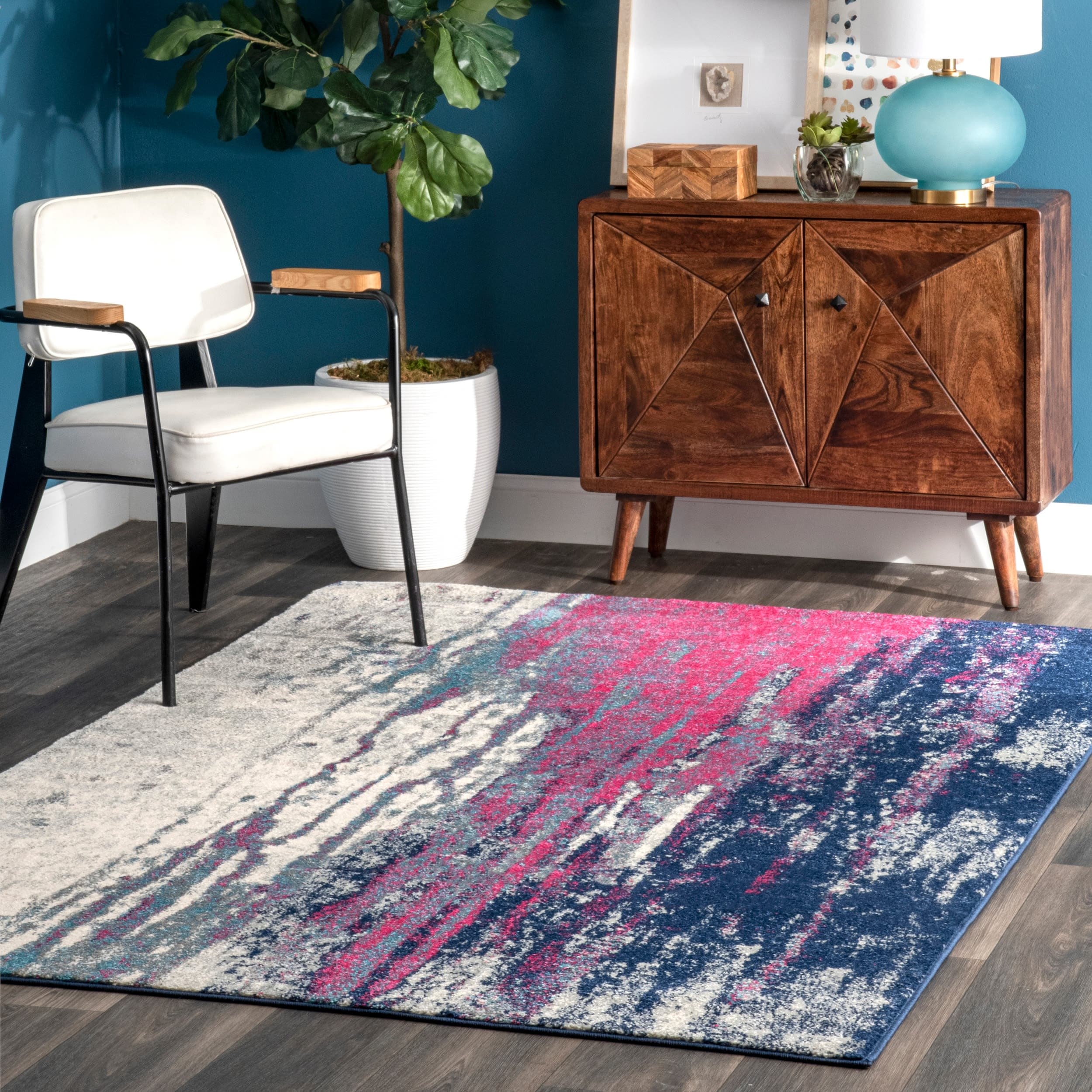 nuLOOM RZBD04B-406 Katharina 4 x 6 (ft) Loomed Polypropylene Pink Rectangular Indoor Abstract Area rug