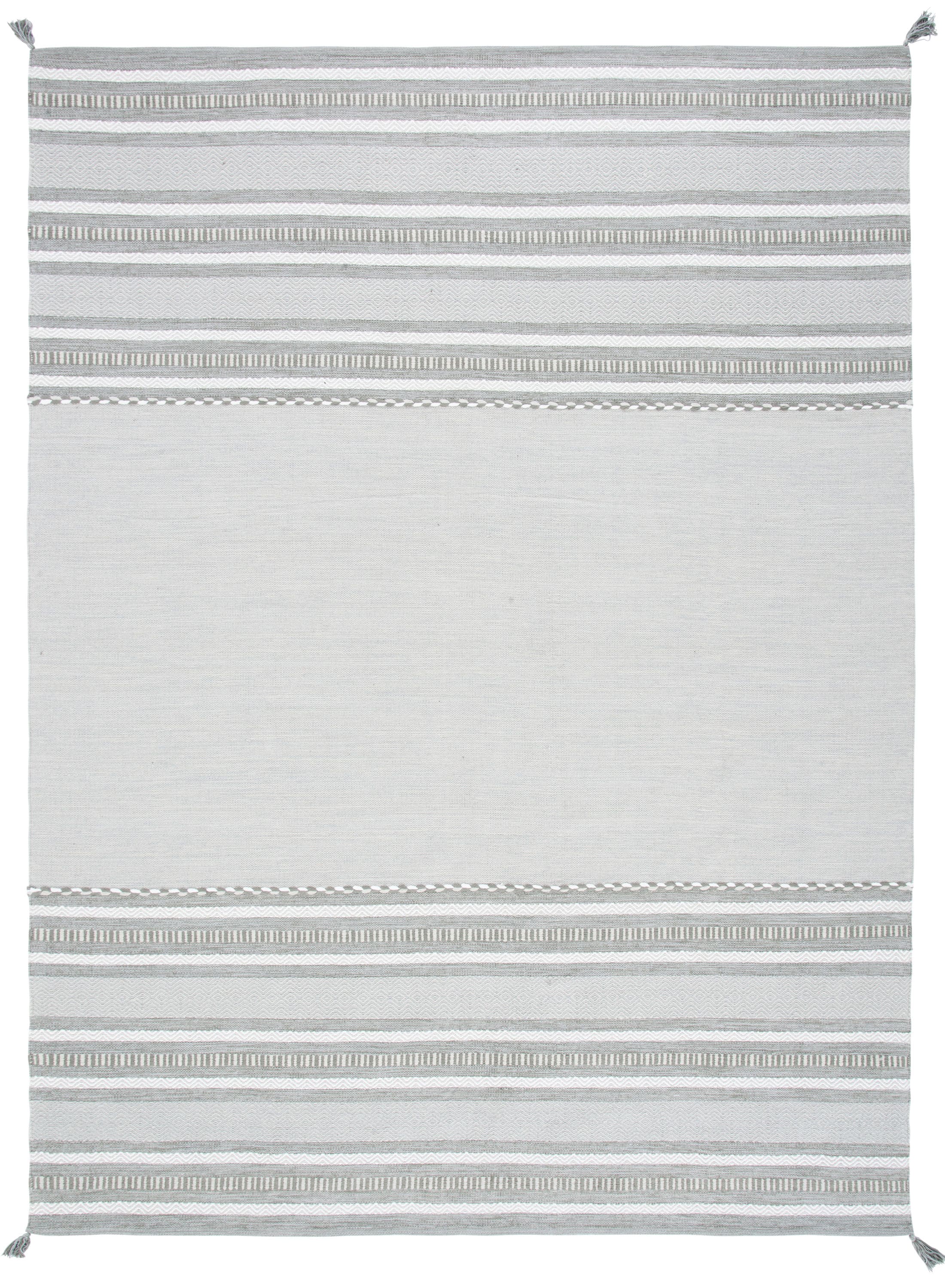 Safavieh MTK215F-8 Montauk Binalong 8 x 10 (ft) Cotton Gray/Ivory Rectangular Indoor Stripe Farmhouse/Cottage Area rug