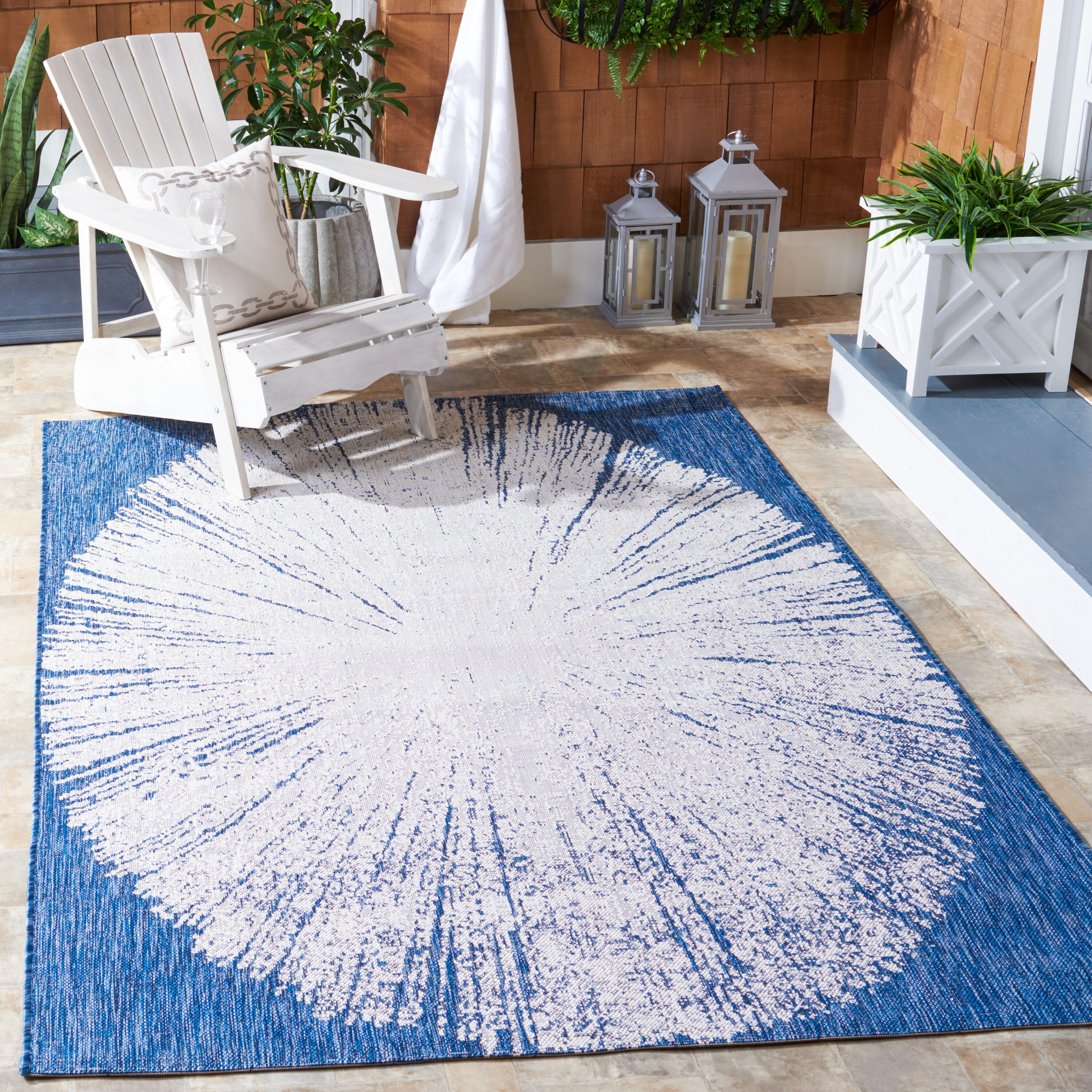 Safavieh - Dokupa  Cy8893-53421 Beige Navy 5 x 8 Rectangular Area rug