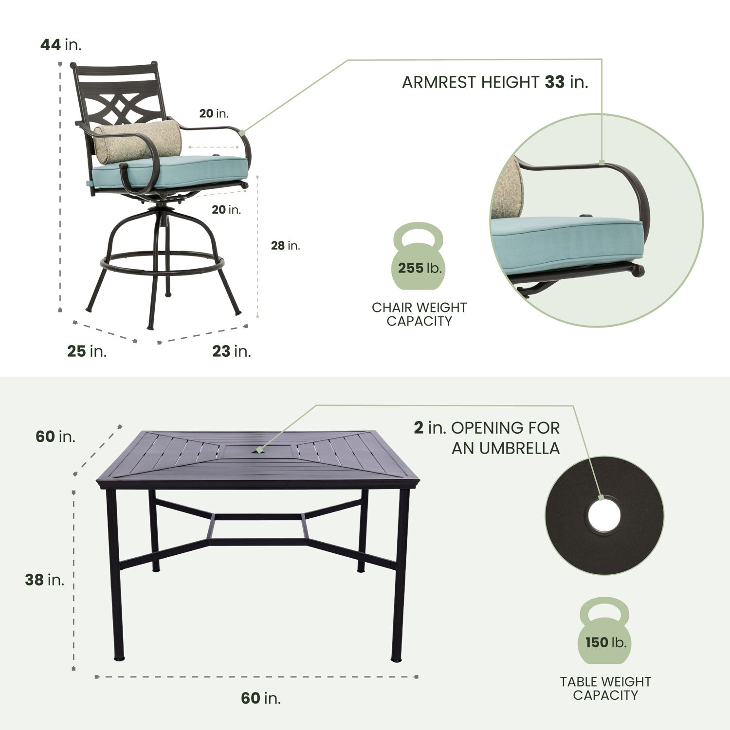 Hanover MCLRDN9PCBRSW8-BLU Patio-Dining-Sets - View #2
