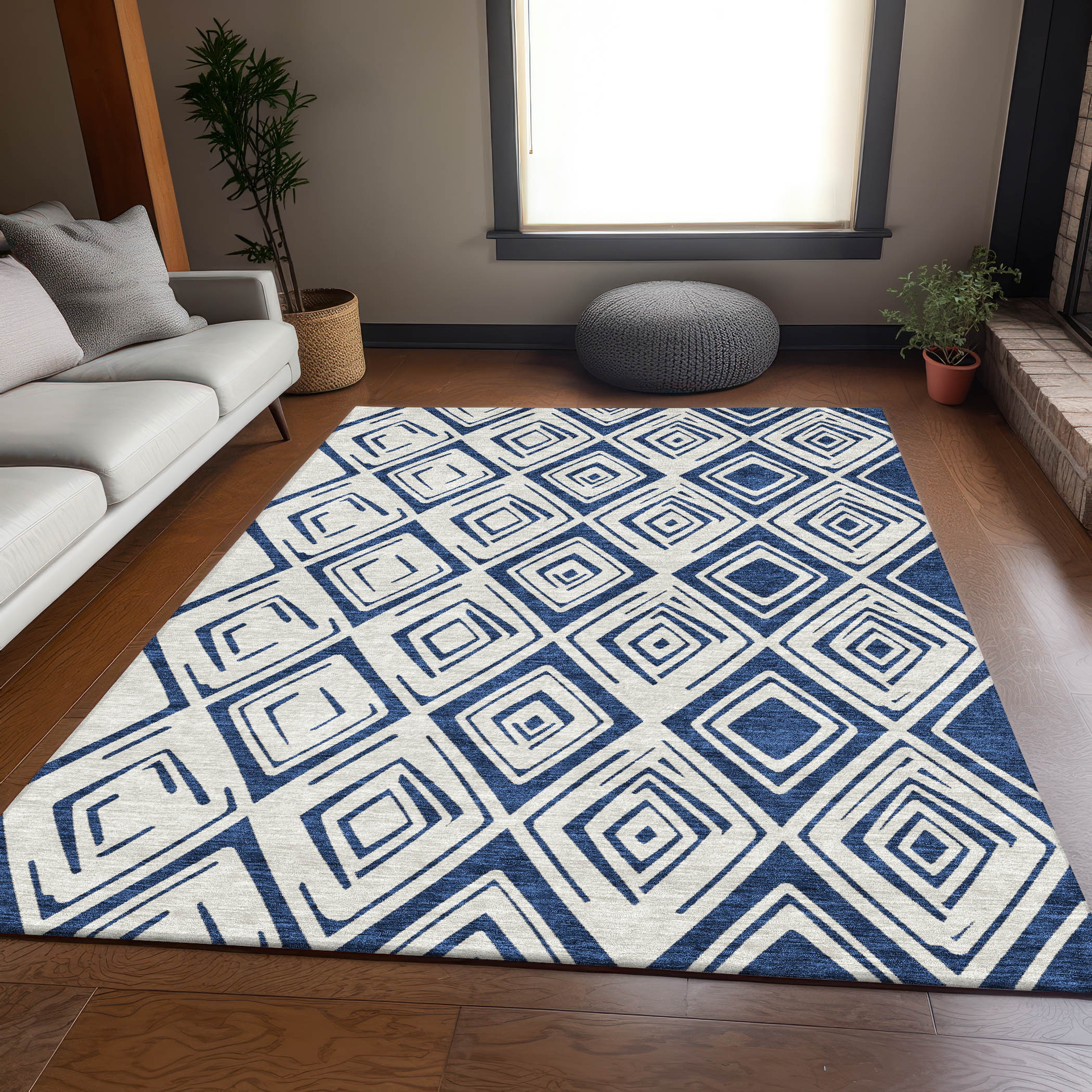 Addison Rugs ACN737NA9X12 Chantille ACN737NA 9 x 12 (ft) Polyester Navy Rectangular Indoor/Outdoor Geometric Machine washable Area rug