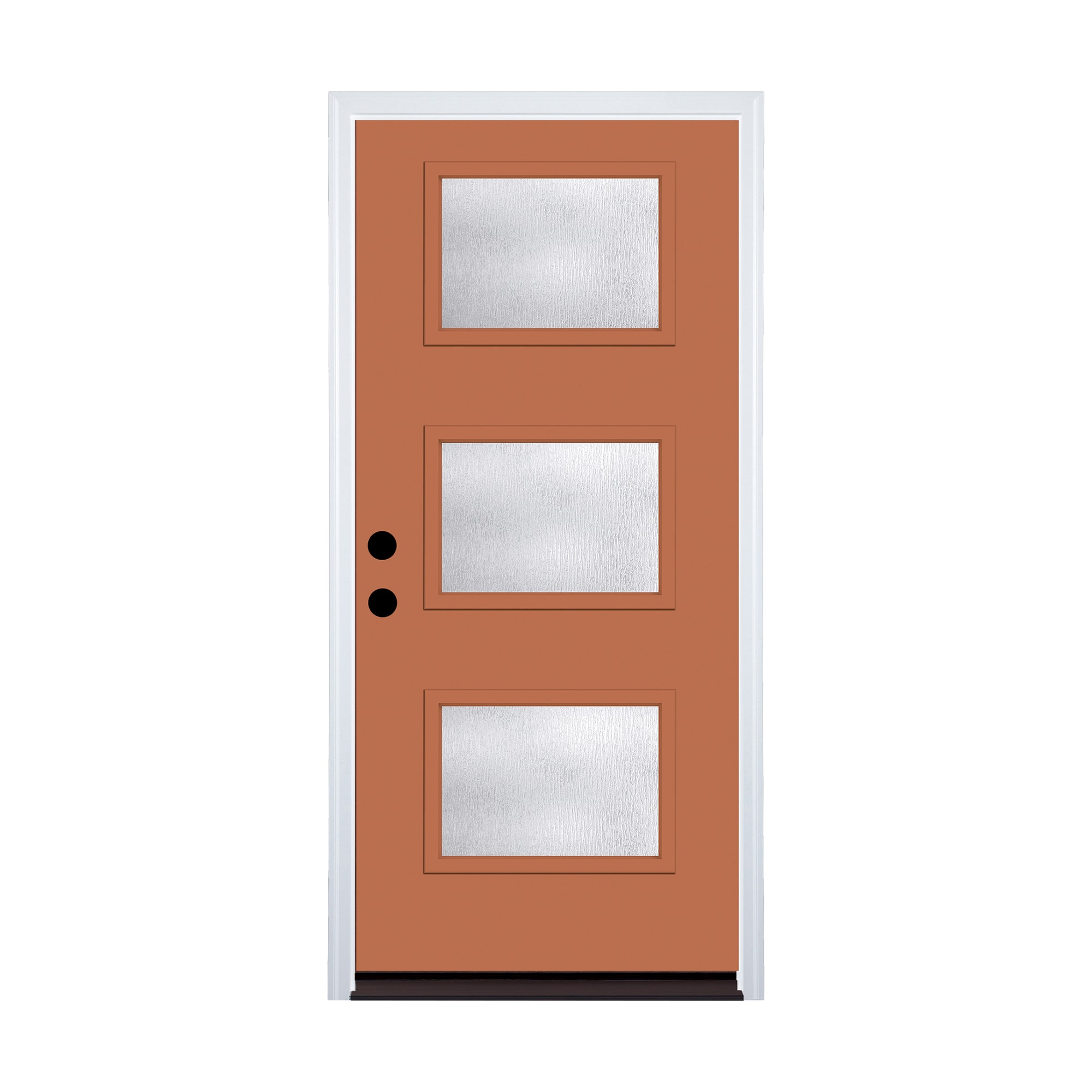 Therma-Tru Fiberglass Painted Prehung Front Door with Sidelights and Brickmould Insulating Core