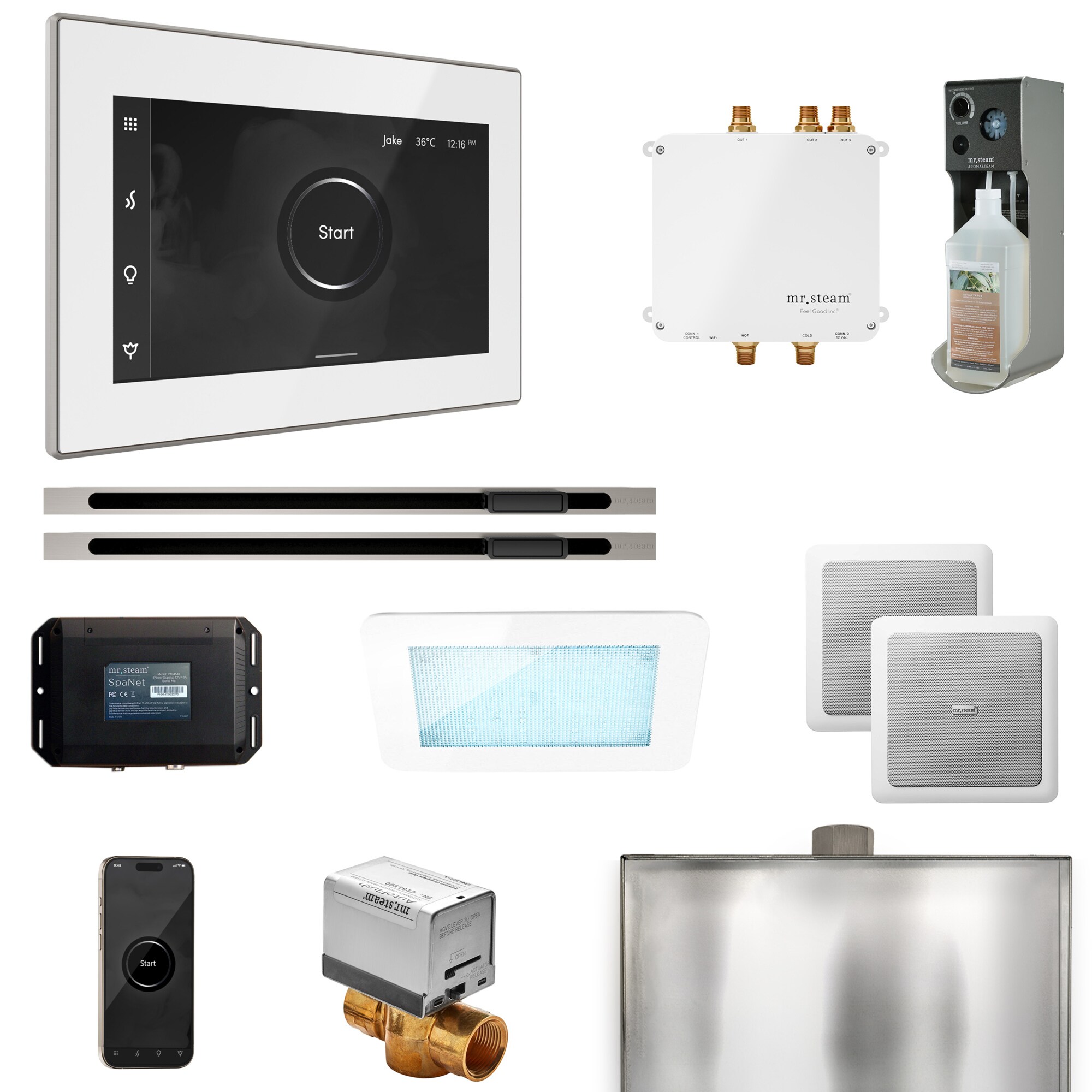 Mr. Steam BLS1-WHXLBN Bliss White - Brushed Nickel Steam Generator Control Kit