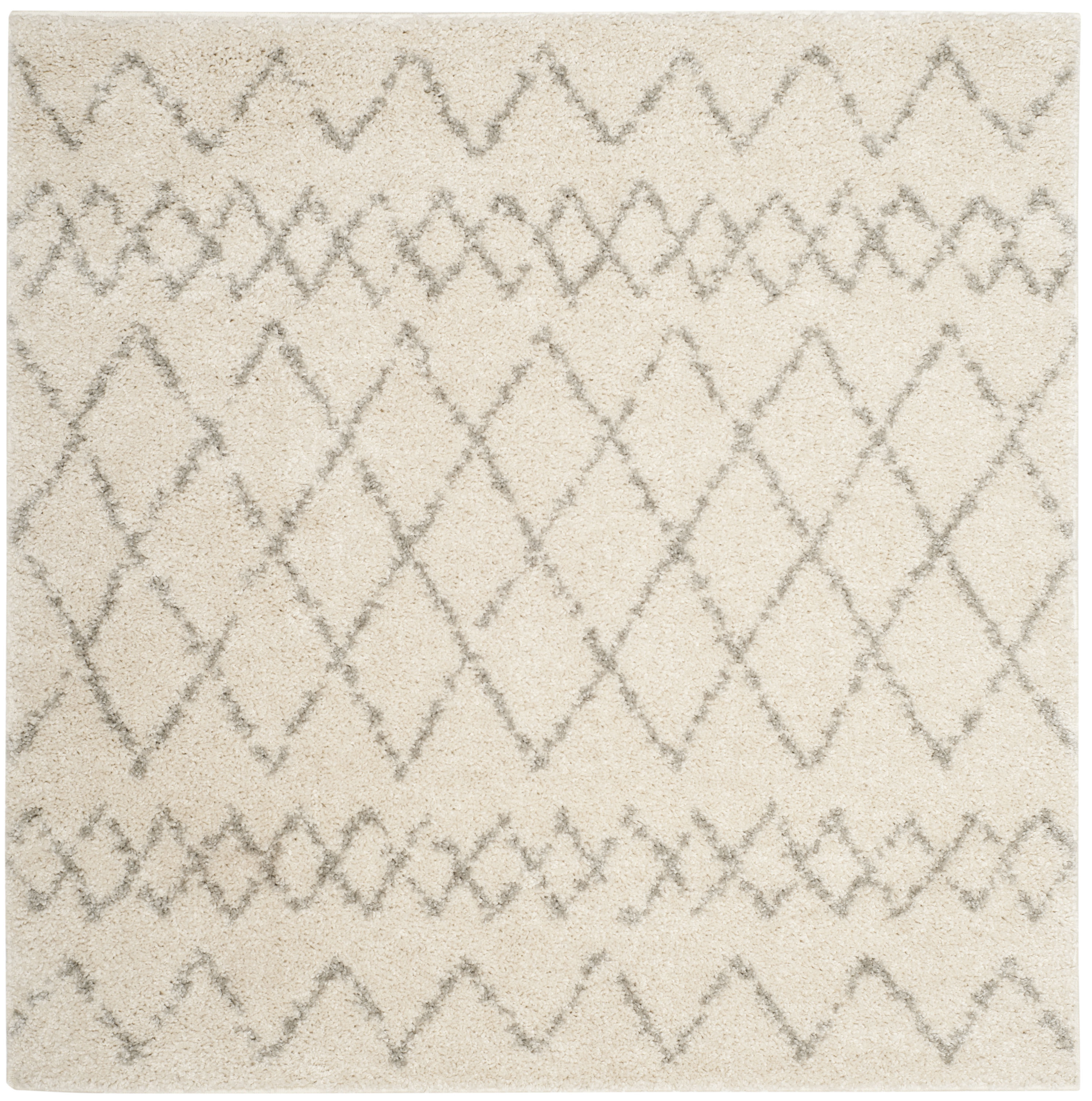 Safavieh BER165C-7SQ Berber Shag 7 x 7 (ft) Loomed Polypropylene Cream/Light Gray Square Indoor Tribal Bohemian/Eclectic Area rug