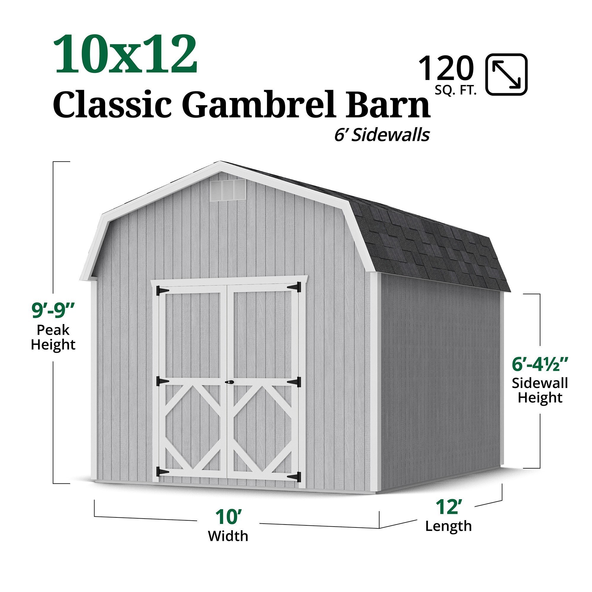 Little Cottage Co 10X12 CGB-6-PC Wood-Storage-Buildings - View #3