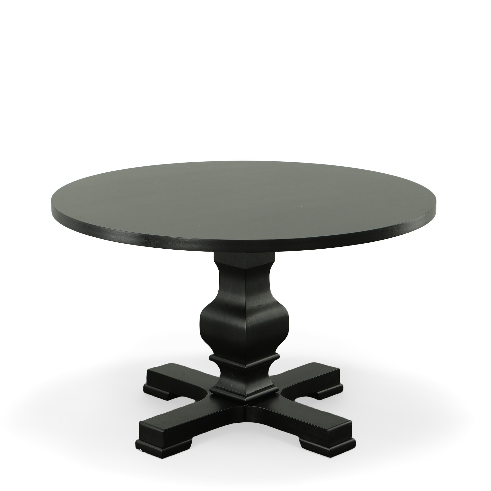 Carolina Cottage 2947-BLK Antique Black Round Traditional Dining Table, Wood with Black Wood Pedestal Base 47.25-in L x 29.5-in H