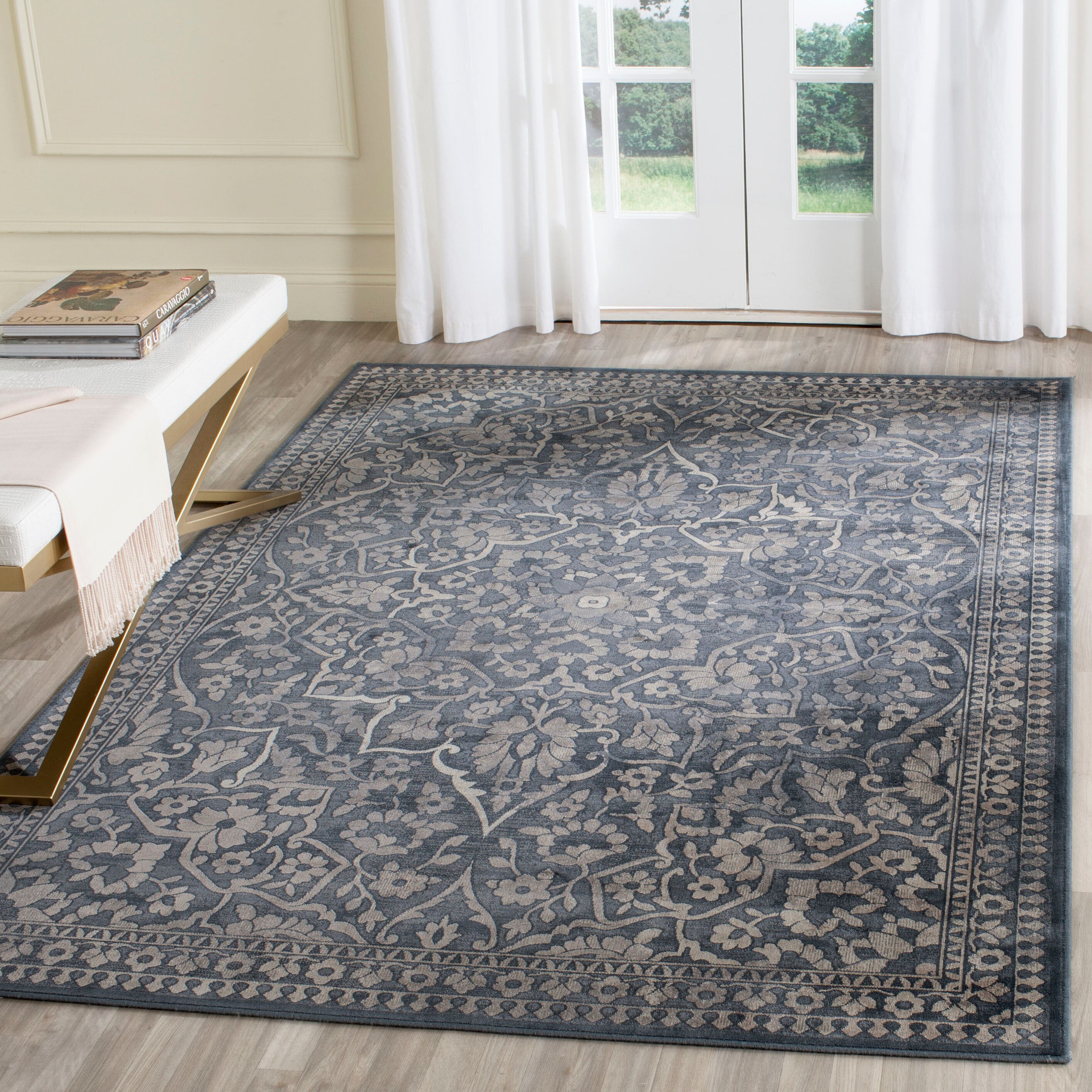 Safavieh VTG175-7330-8 Vintage Ardebil 8 x 11 (ft) Loomed Synthetic Blue/Light Gray Rectangular Indoor Distressed/Overdyed Vintage Area rug