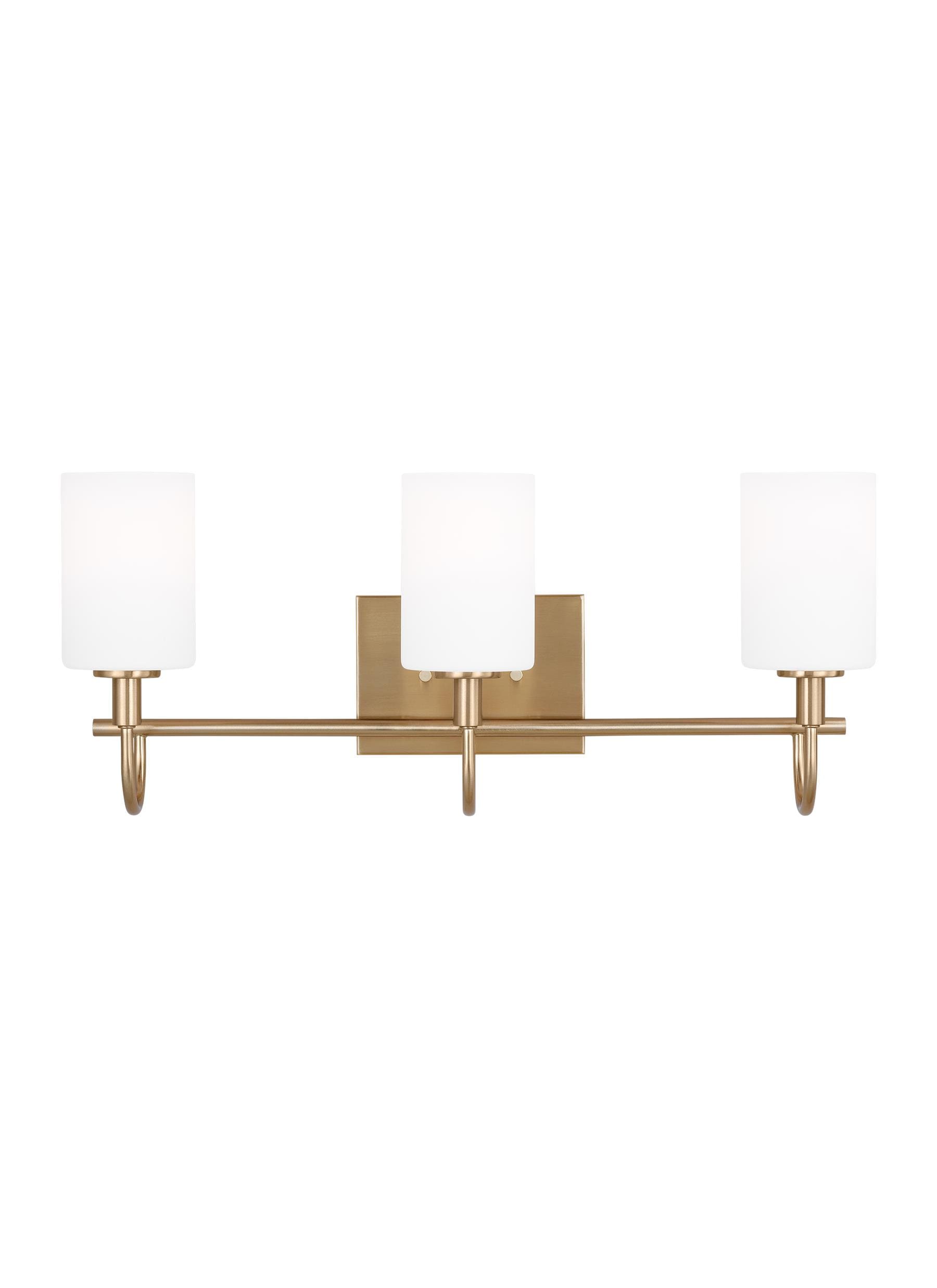 Generation Lighting 4457103EN3-848 Oak Moore 23.88-in 3 -Light Satin Brass Traditional Vanity light