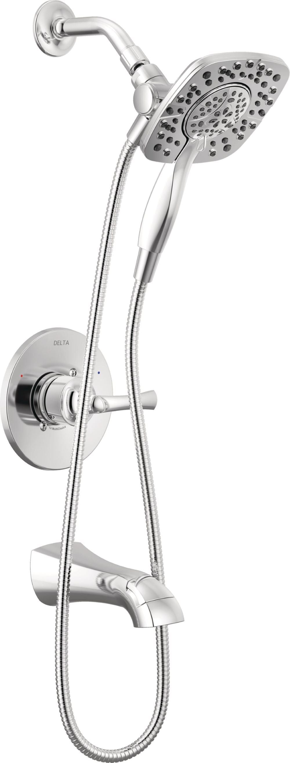 Delta 144895-I Lacey Chrome 1-handle Handheld 6-in Square Bathtub and shower Faucet with Valve
