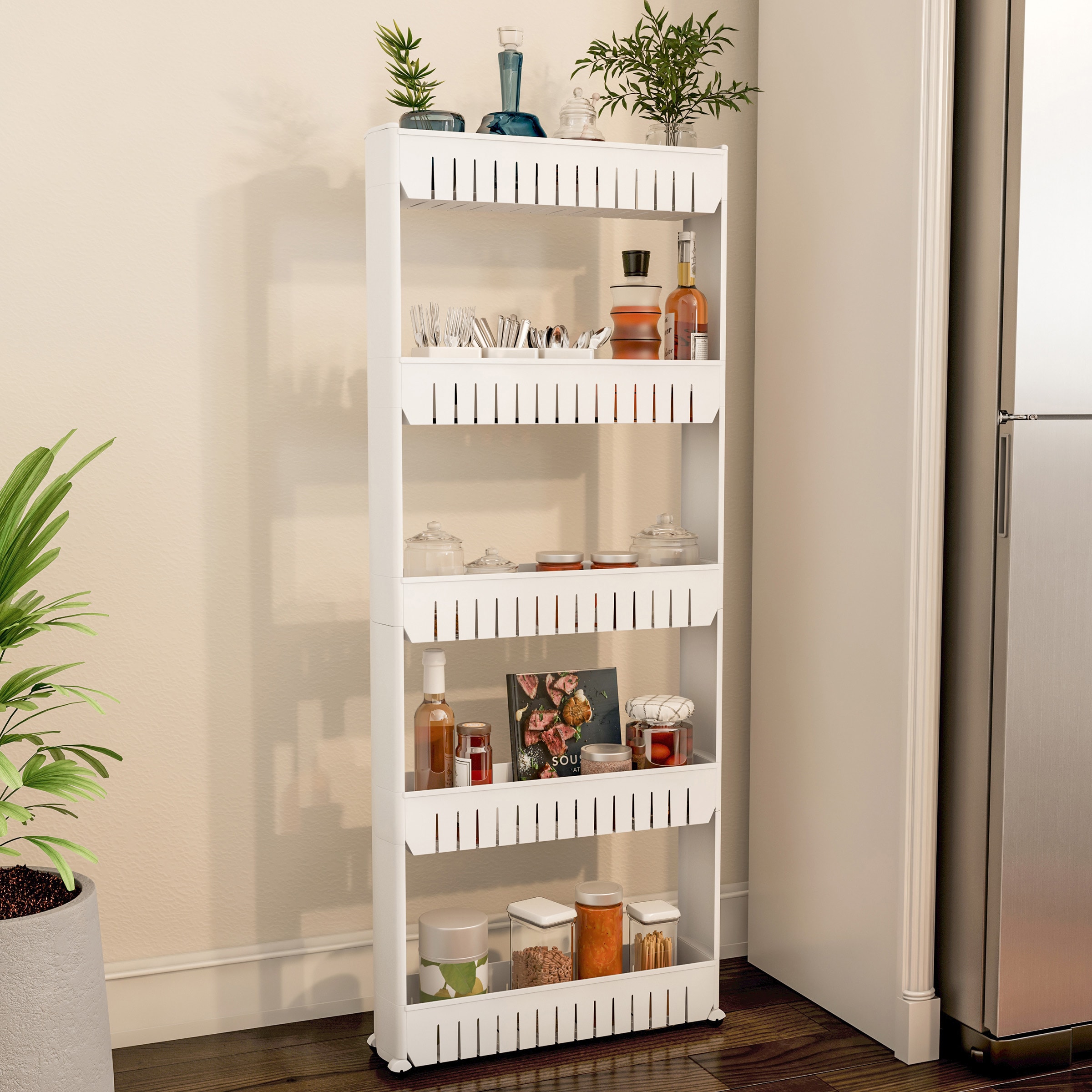 Hastings Home 951611JLQ Kitchen Storage Contemporary/Modern White Plastic Pantry