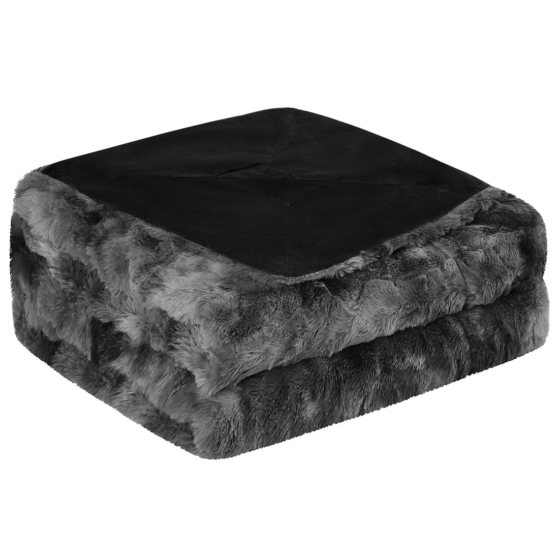Unique Bargains Soft Faux Fur Blanket Twin Size - Reversible Tie-dye Shaggy Throw Blanket for Sofa Couch and Bed - Plush Fluffy Fleece Blankets As Gifts 60 x 77 Inch Black