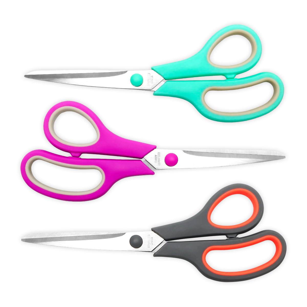 Linder Group Inc 8 5 Inch All Purpose Scissors 3 Pack Ultra Sharp Stainless Steel Blades Ergonomic Comfort Grip Handles for Office School Home Fabric Sewing DIY