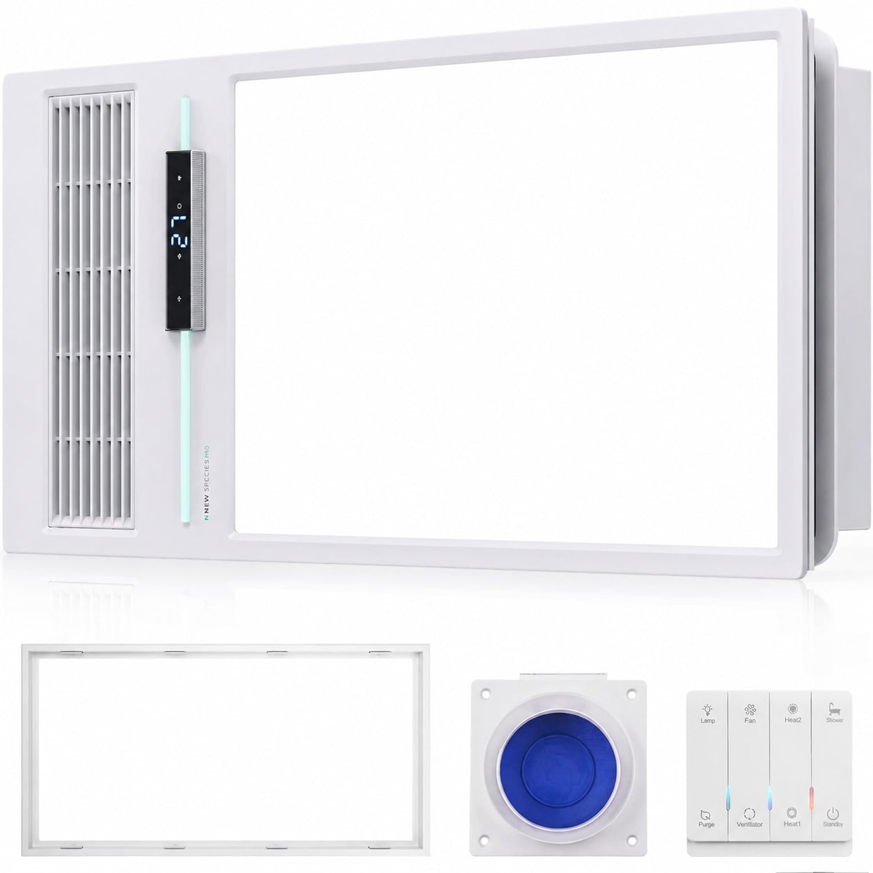 Anqtovp  Bathroom Fan with Light and Heater 1800W 160 CFM Ventilation Remote Control Quiet Exhaust 4-in-1 Heating Lighting Ventilation Air