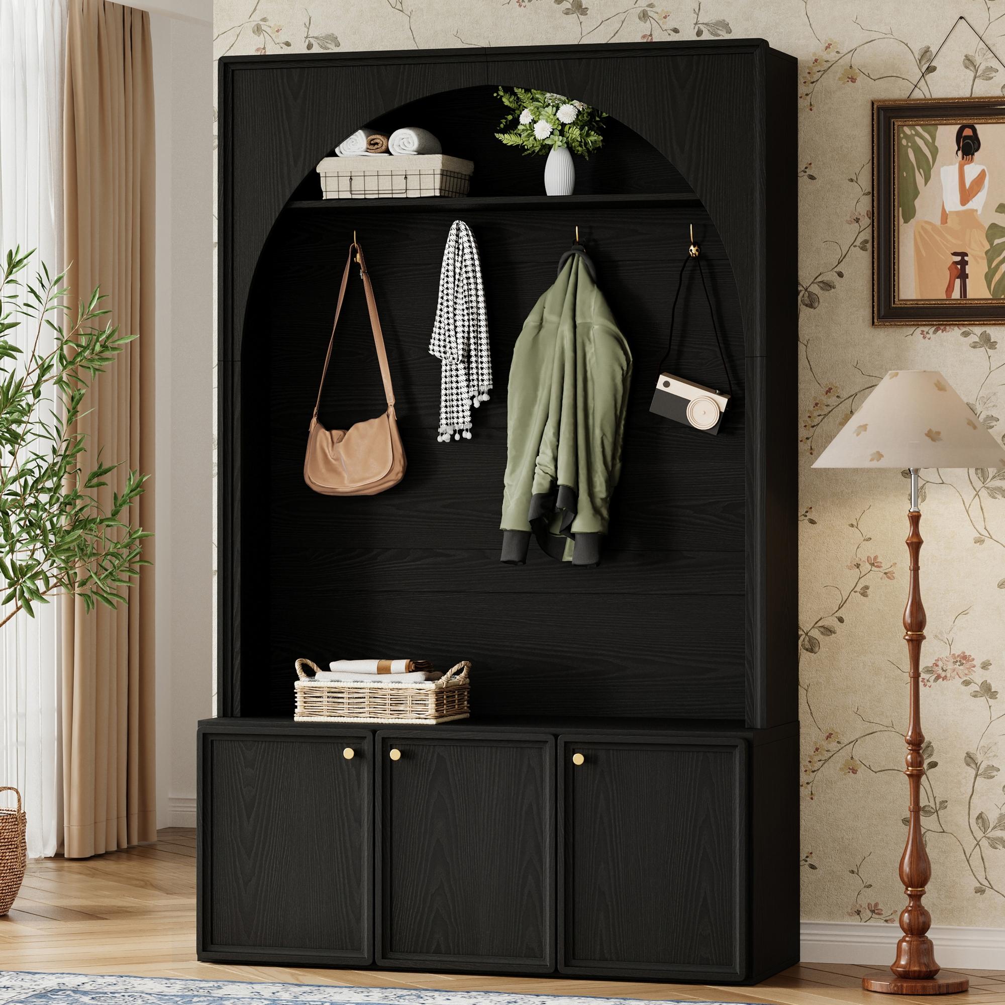 Bayfeve Modern 48.7-in Black Composite Hall Tree