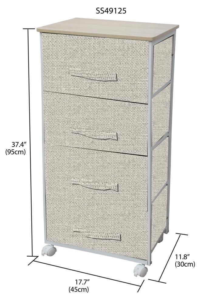 Home Basics 3-Drawers Beige Rolling Metal Storage Drawer Cart 37.4-in H ...