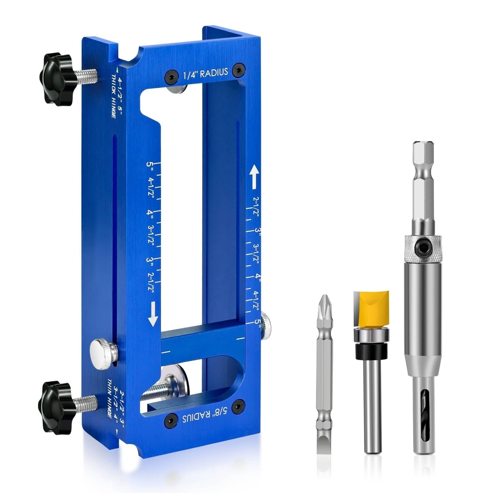 Aoibox  Adjustable Door Hinge Jig Aluminum Router Template for 2 5 to 5 Inch Hinges Not Door Jambs