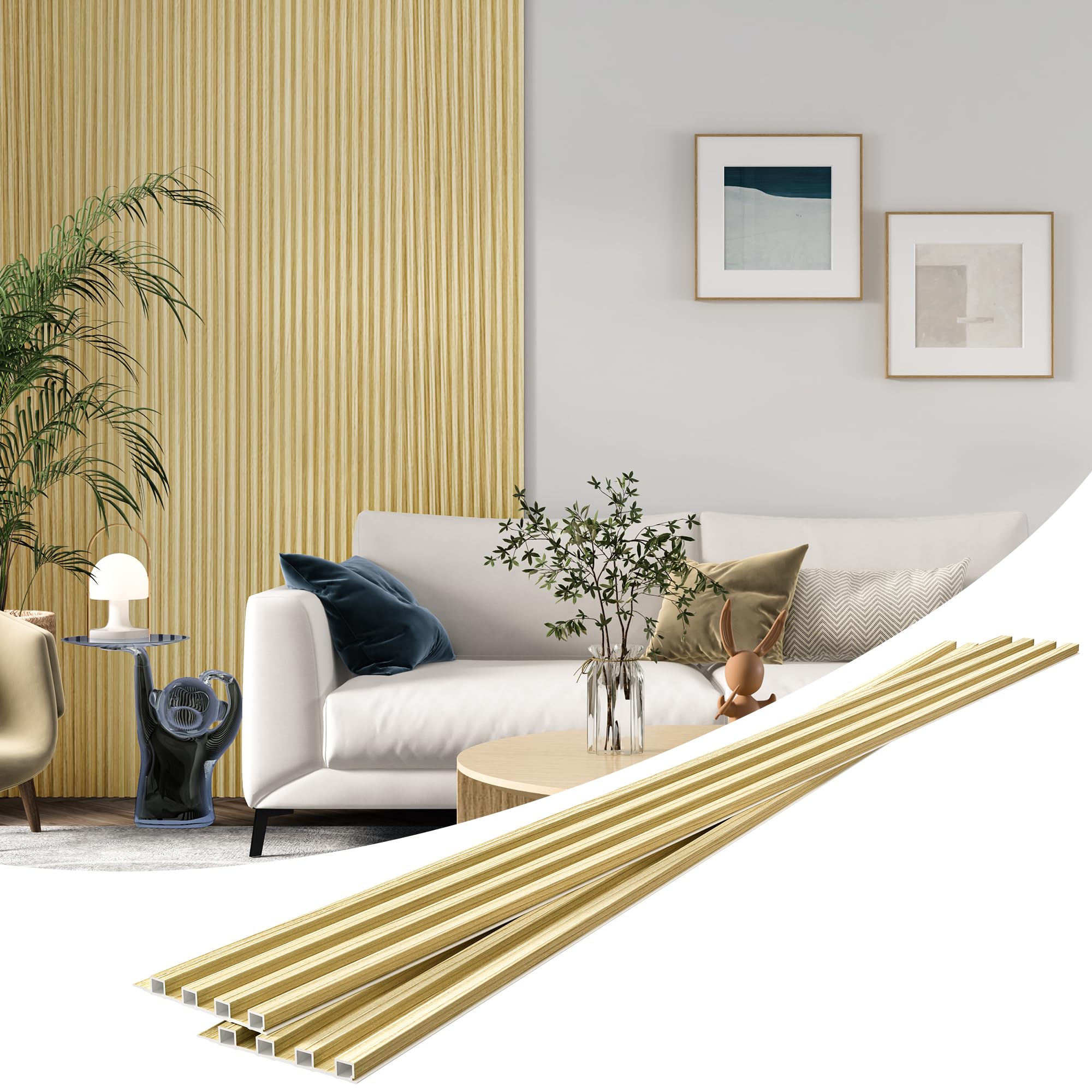 LOVMOR 8 Pack 96 in. Slat Wall Panels WPC Soundproof 3D Wall Panel for Interior Wall Decor in Oak #SF-Y-GSB-WPC-OAK