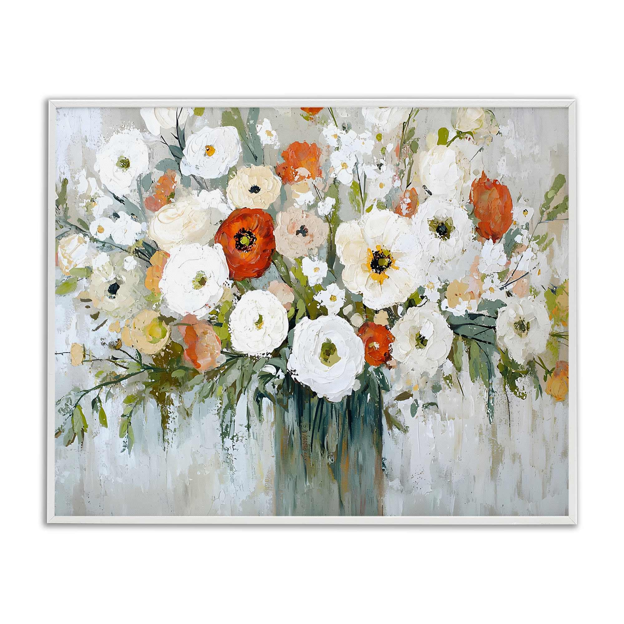 Stupell Industries BT-903-WFR-24X30 Ivory and Ruby Bouquet White Framed Giclee Art By Franklyn Gregory 30 x 24