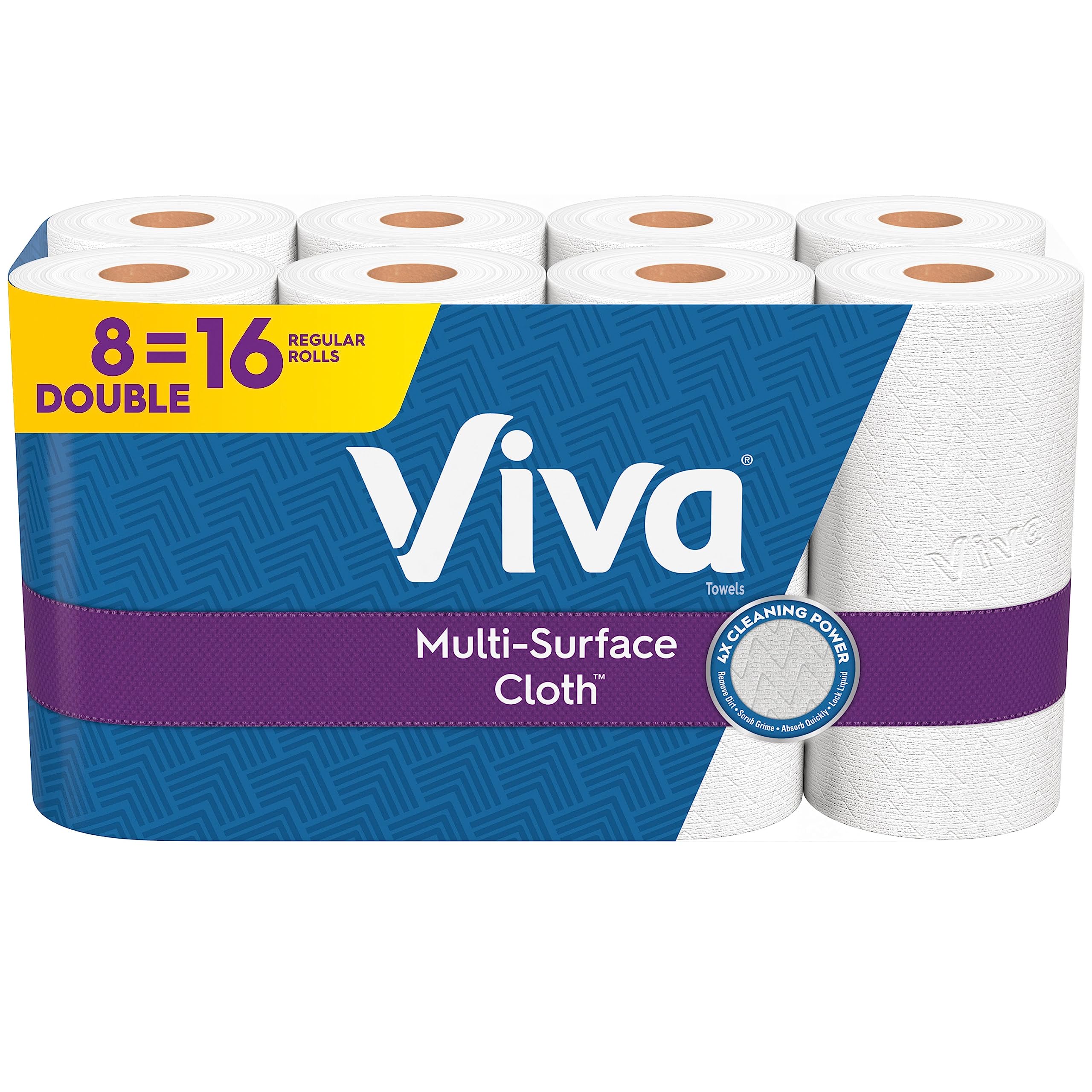 Viva  Multi-Surface Cloth Paper Towels Choose-A-Sheet 8 Double Rolls (16 Regular Rolls) 110 Sheets per Roll
