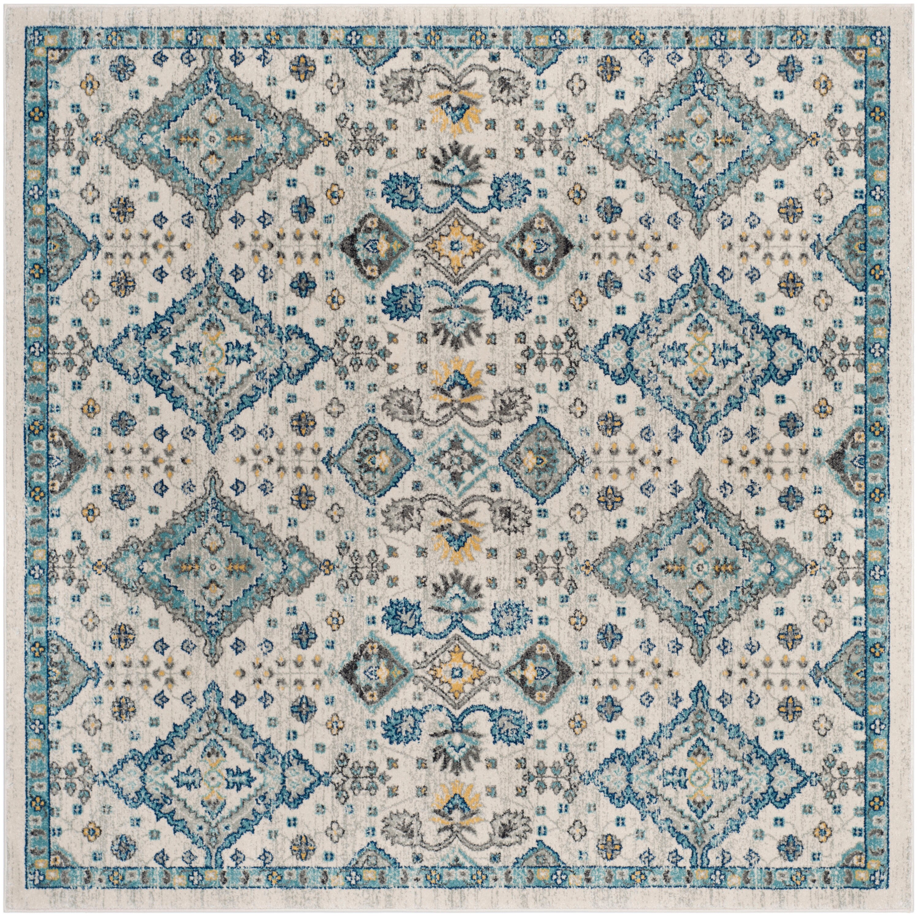 Safavieh EVK224C-7SQ Evoke Jaden 7 x 7 (ft) Loomed Synthetic Ivory/Light Blue Square Indoor Floral/Botanical Oriental Area rug