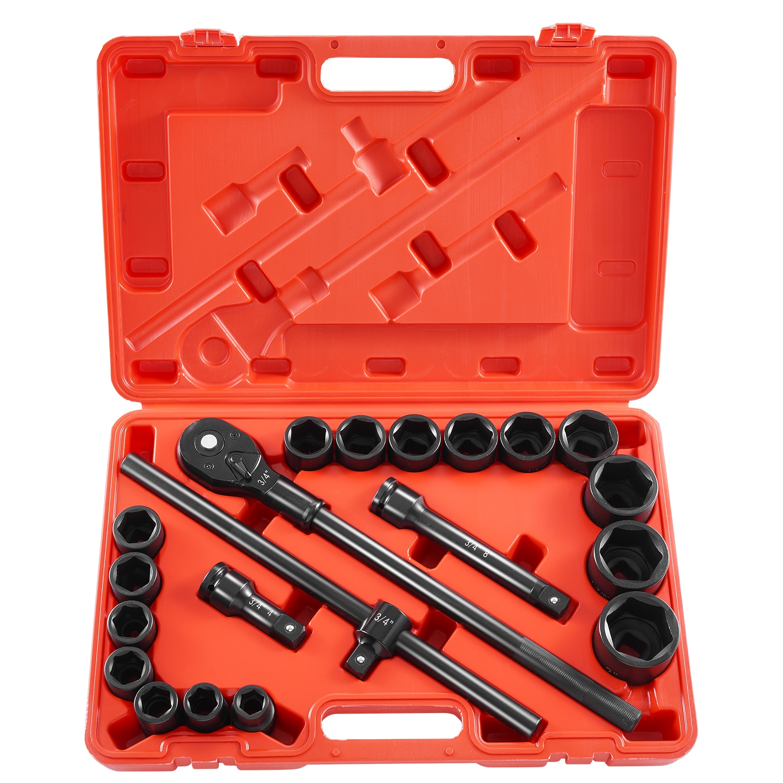 Wooakway Impact Socket Set Impact Sockets 3/4 Inches 21 Piece 3/4 Inches to 2 Inches SAE Tool Sets with Case Tool Box for Auto Repair and Home Maintenance #FXLS0607-604E44