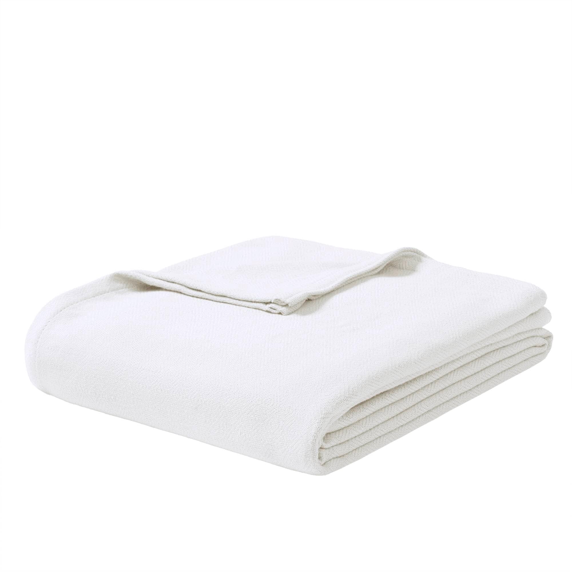 TATAHANCE Blankets Throws White 66-in x 90-in Cotton Blanket