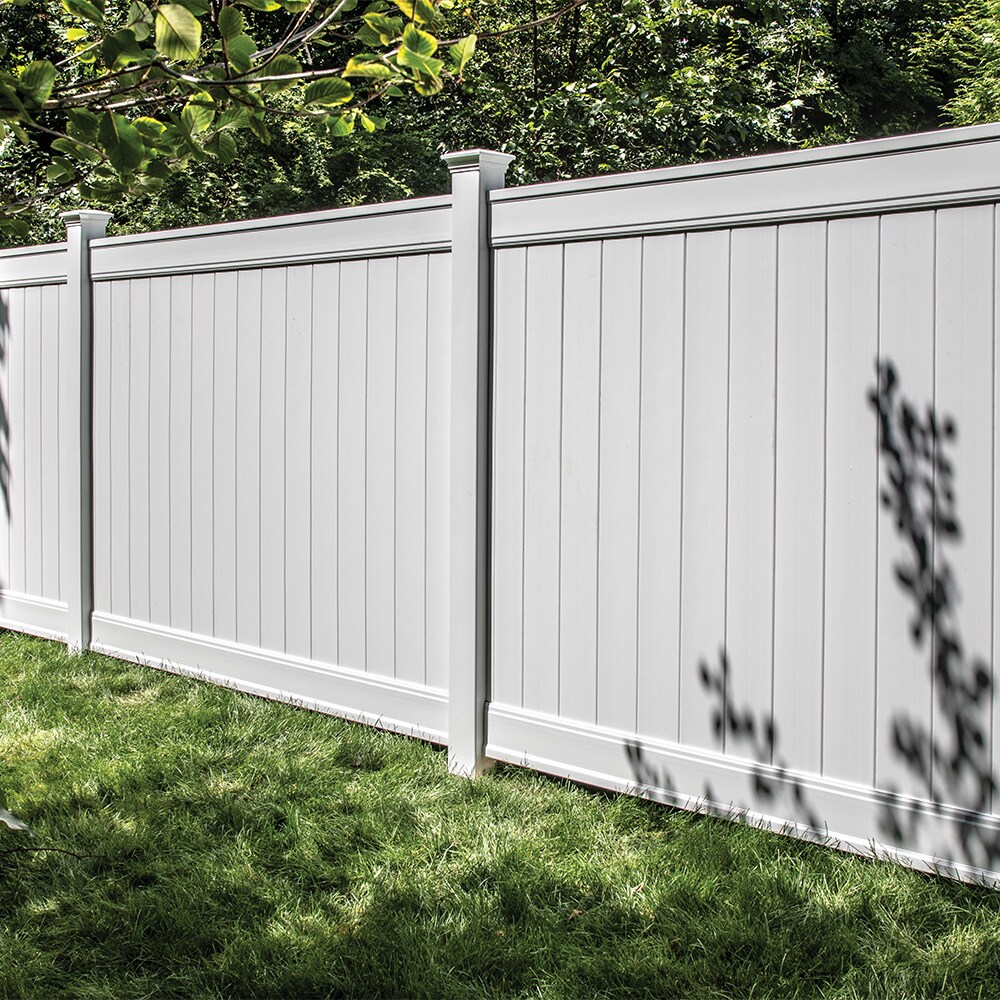 Freedom Emblem 9-ft H x 5-in W White Vinyl Line Fence Post in the Vinyl ...