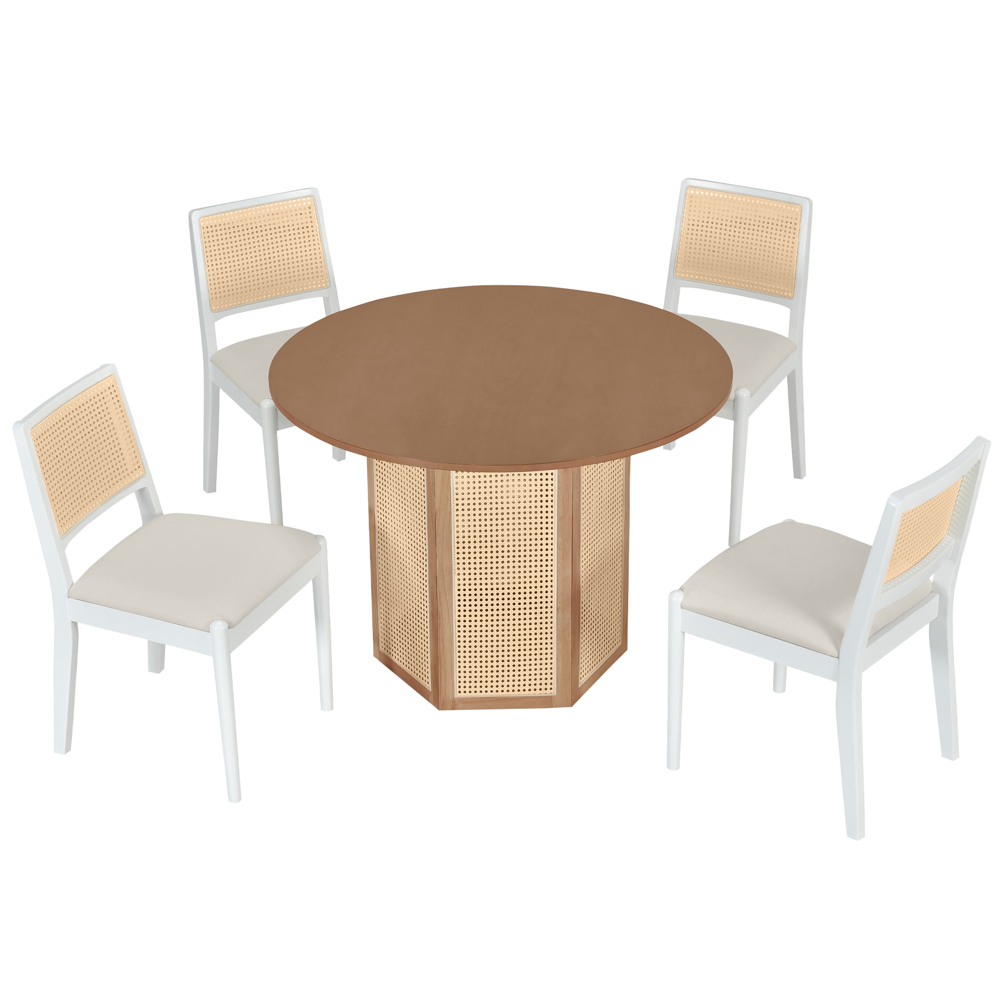 Siavonce XH51AAA White Contemporary/Modern Dining Room Set with Round Table ( Seats 4 )