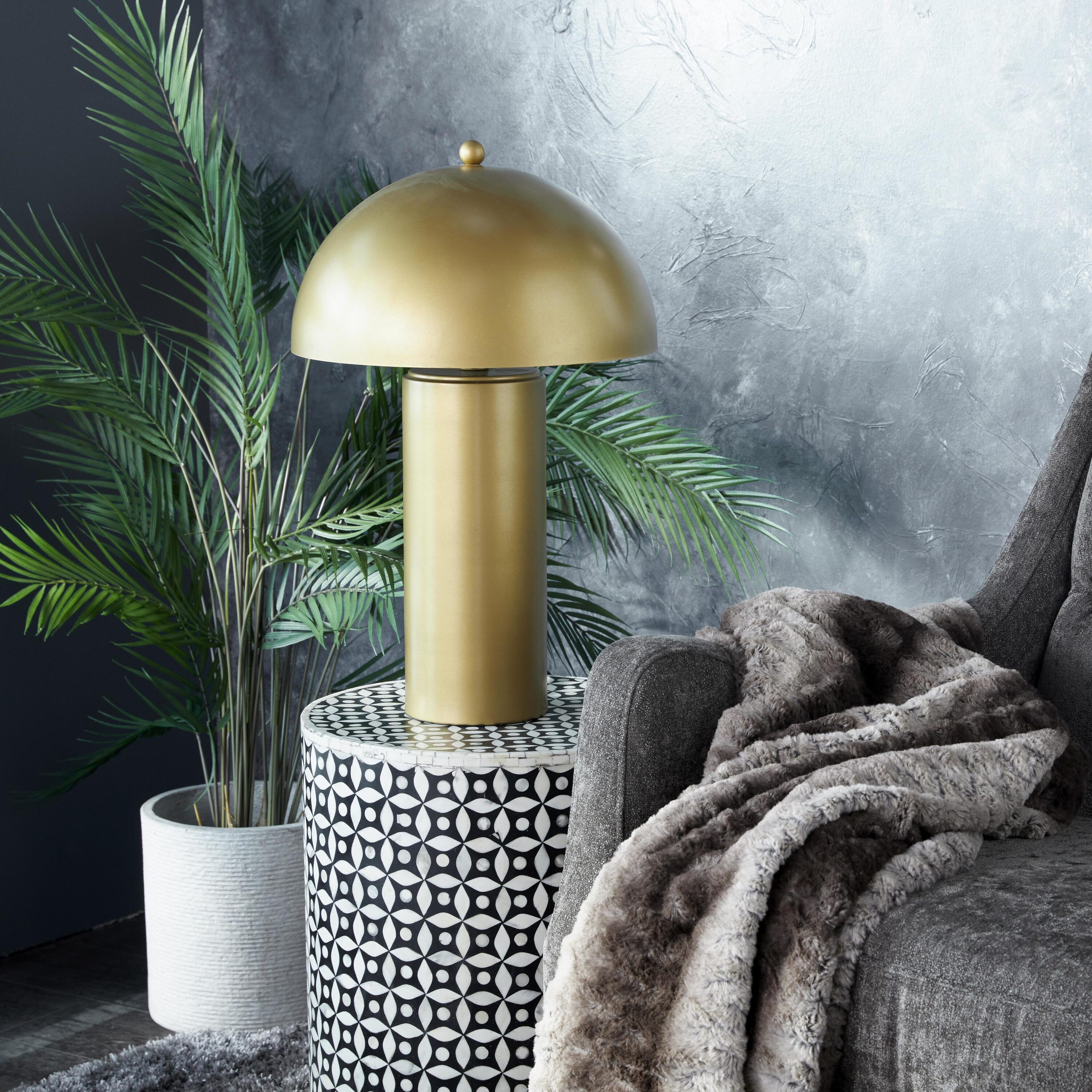 Grayson Lane 29658 22-in Gold with Dome Shade LED Rotary socket Table Lamp with Metal Shade