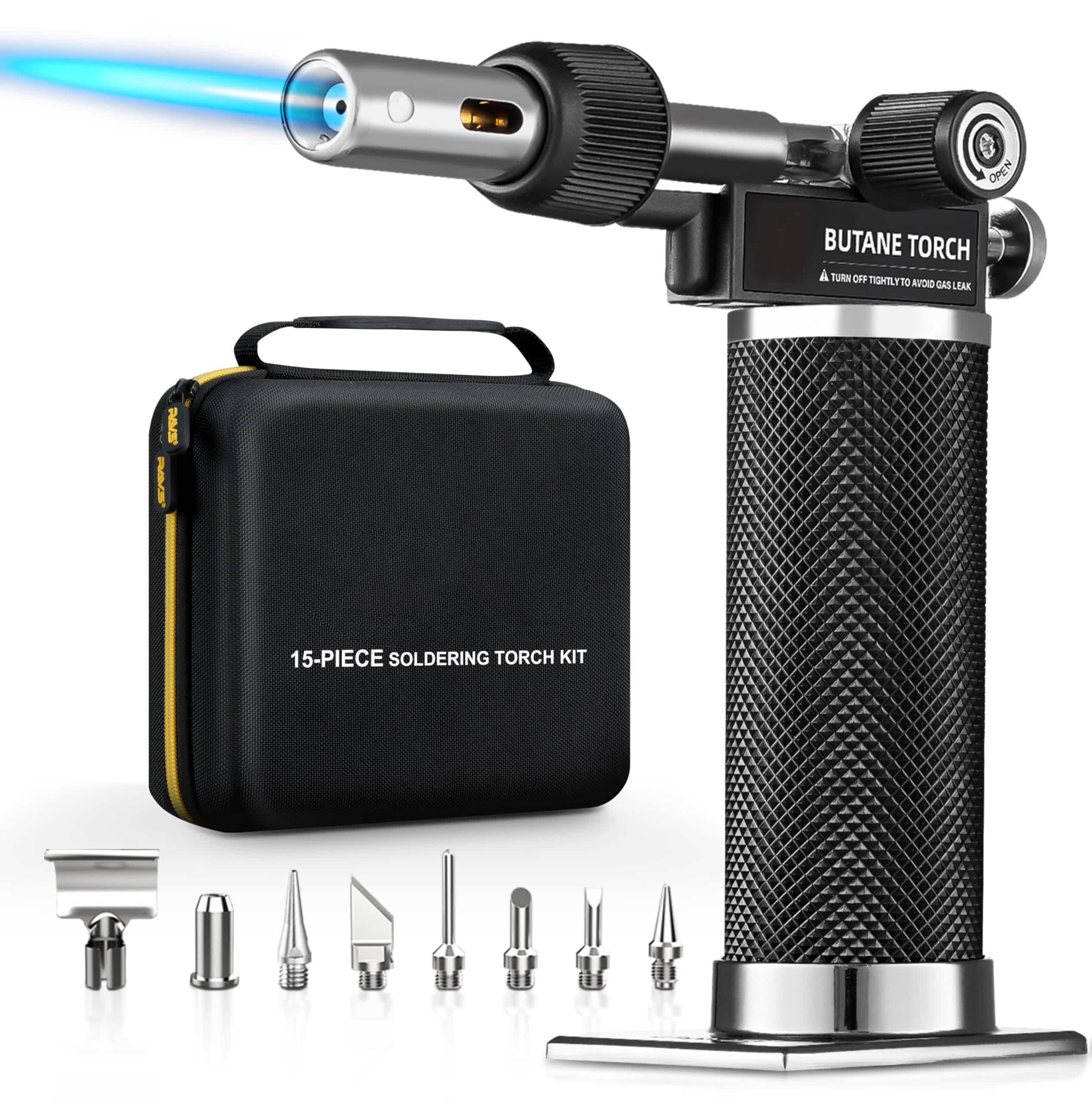 Etokfoks 14 Piece Cordless Butane Soldering Iron Kit Adjustable Flame Portable Brazing Torch Multi Function Tool for Cooking Welding Woodworking Jewelry #LET1224H22