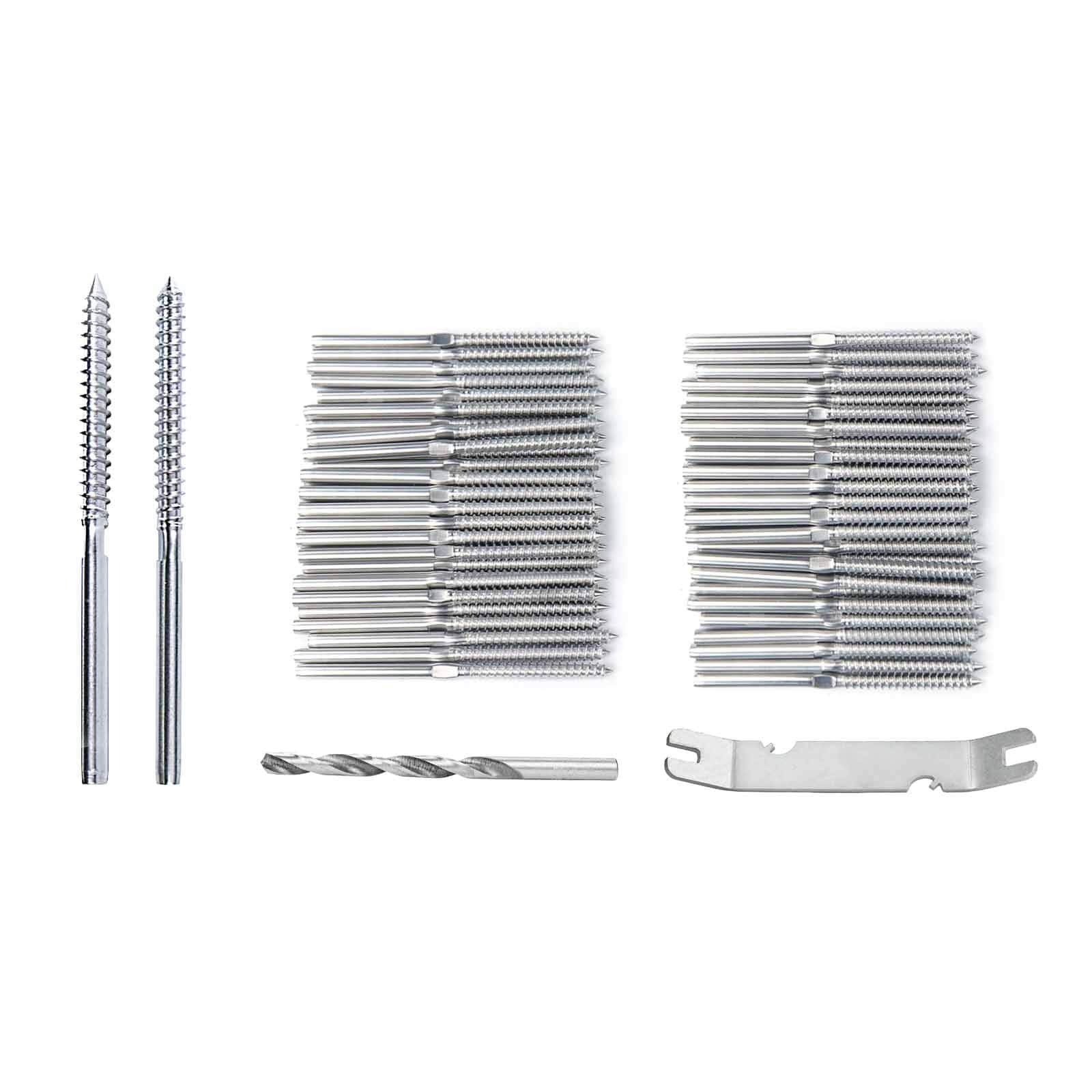 Etokfoks  40 pack 1 8 in cable railing swage lag screw hardware kit with left and right hand threads T316 stainless steel for wood posts