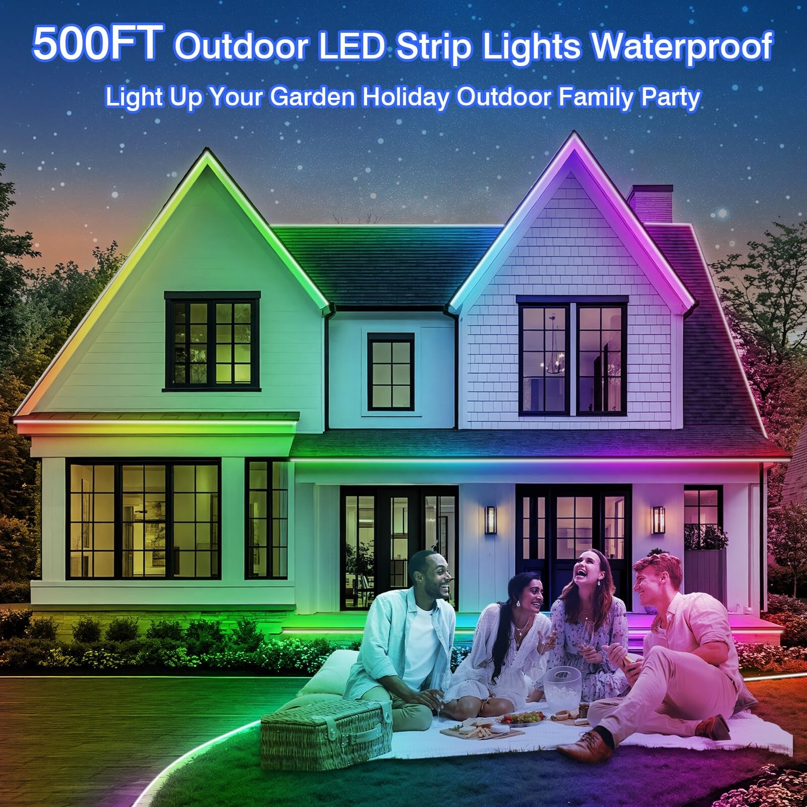 AOIZGMY 500FT Outdoor LED Strip Lights Waterproof RGB IP68 Music Sync ...