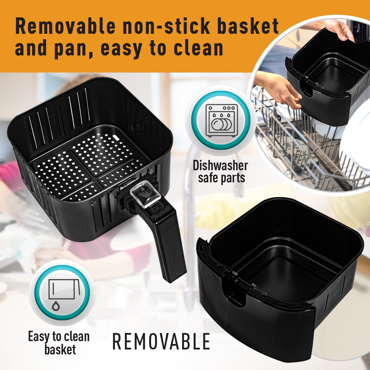 Air Fryer Replacement Basket 3.7QT for Power Air Fryer and All Air Fryer  Oven, Non-Stick Fry Basket